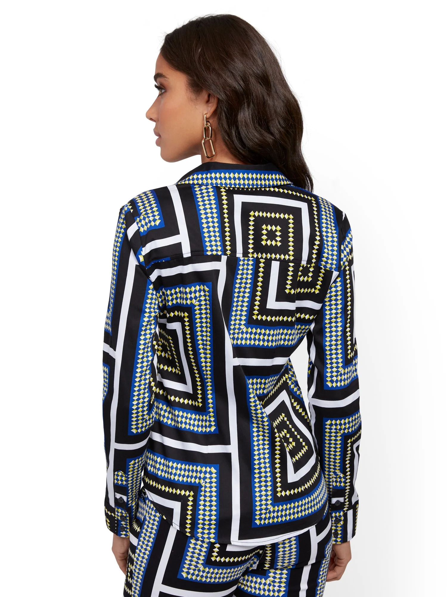 Mixed-Print Madison Stretch Shirt - Secret Snap - 7th Avenue - Image 3