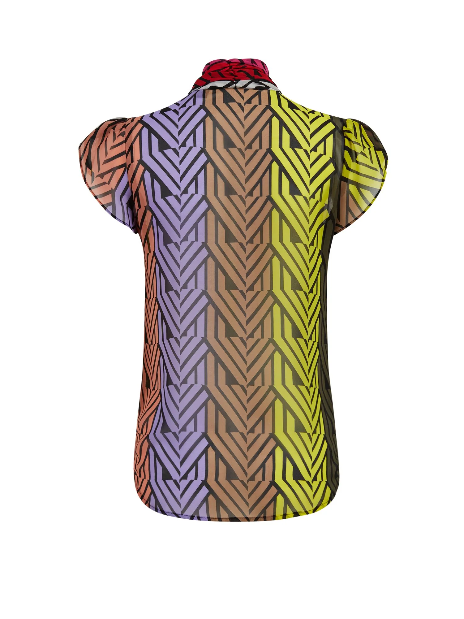 Mixed-Print Tulip-Sleeve Bow Blouse - 7th Avenue - Image 3