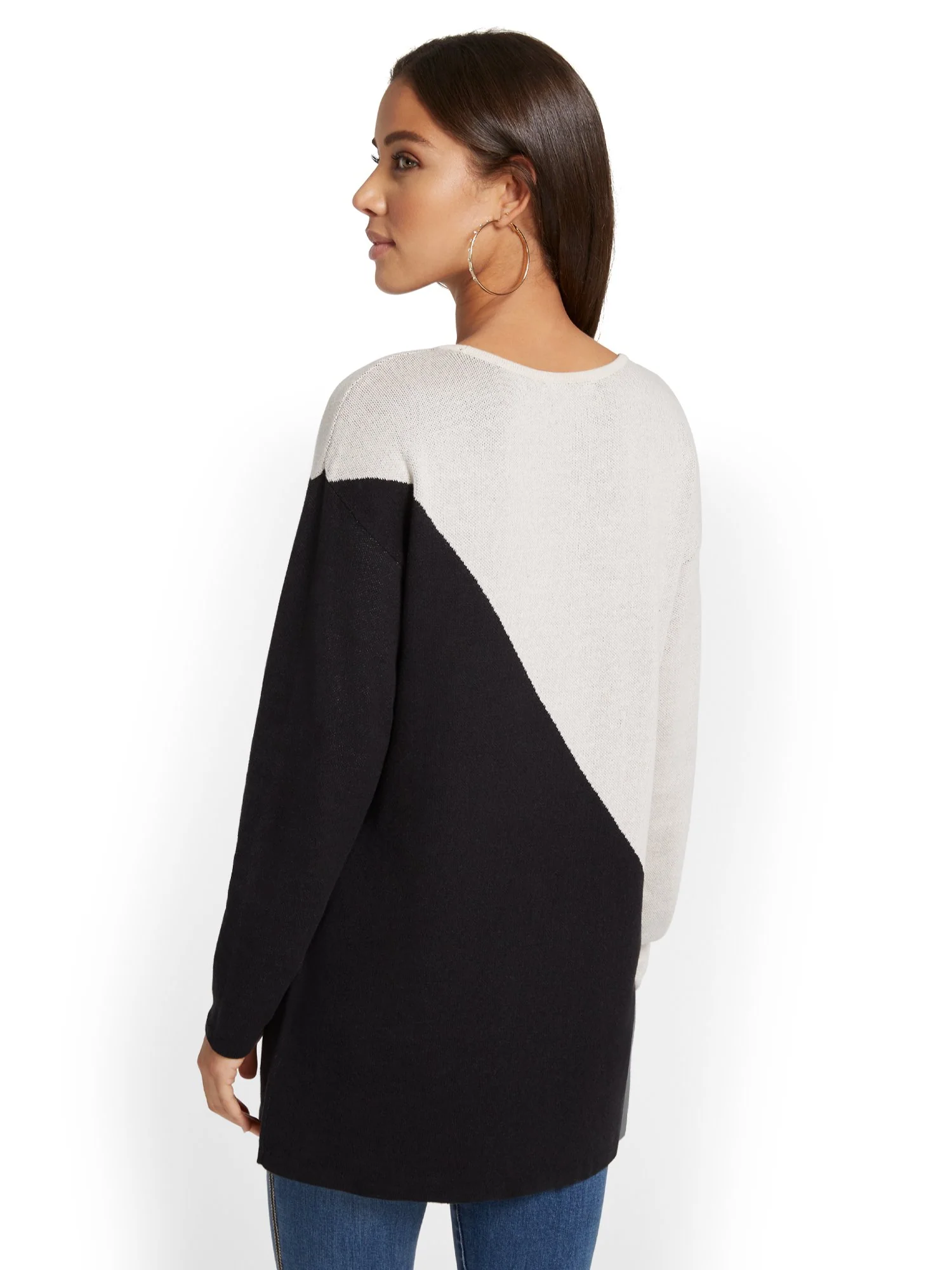 Mock-Neck Colorblock Tunic Sweater - Image 6