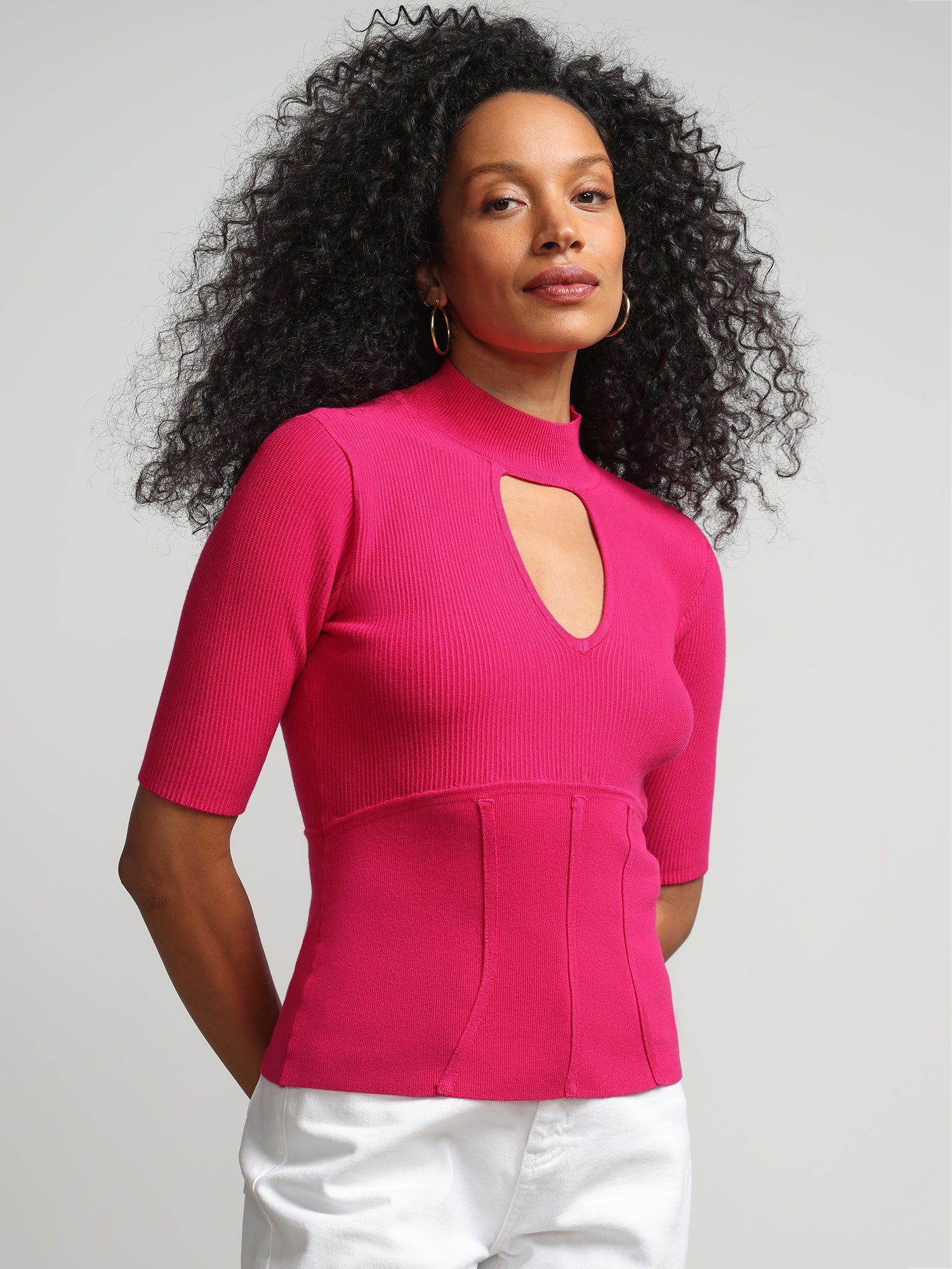 Mock-Neck Cut-Out Contour Sweater - Image 6