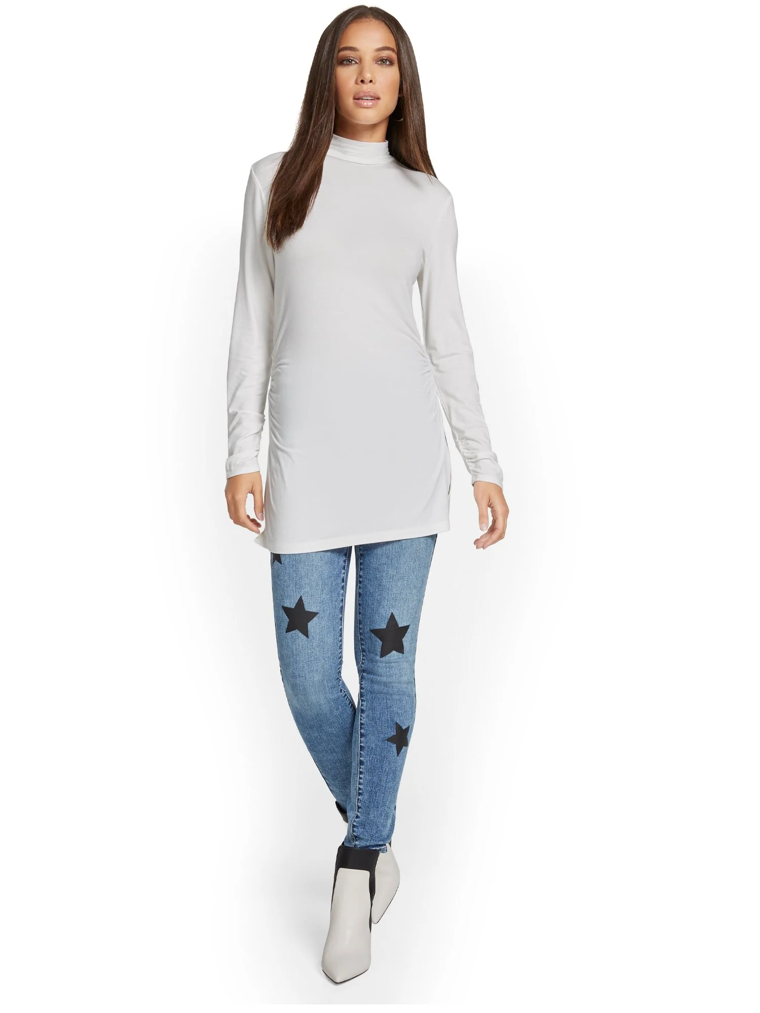 Mock-Neck Slit Tunic Top - Image 15