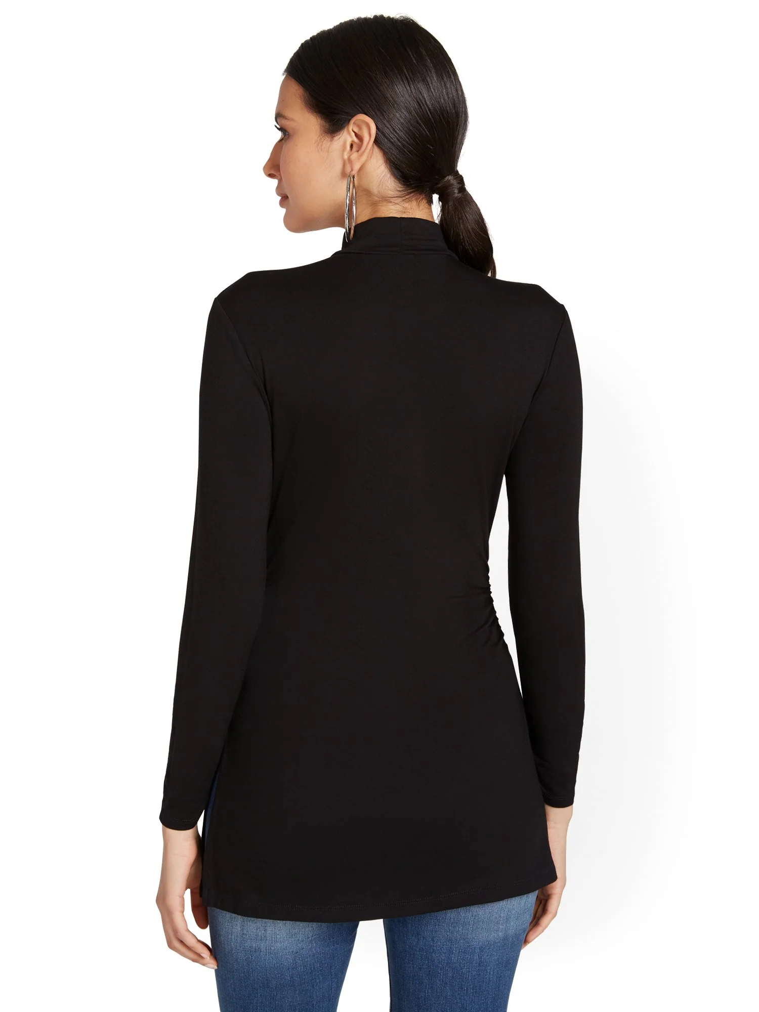 Mock-Neck Slit Tunic Top - Image 3