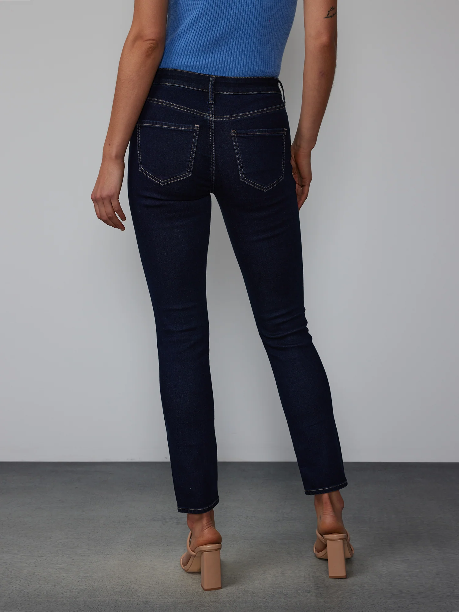 Mid Rise Skinny Contrast Stitch Jeans - Image 3