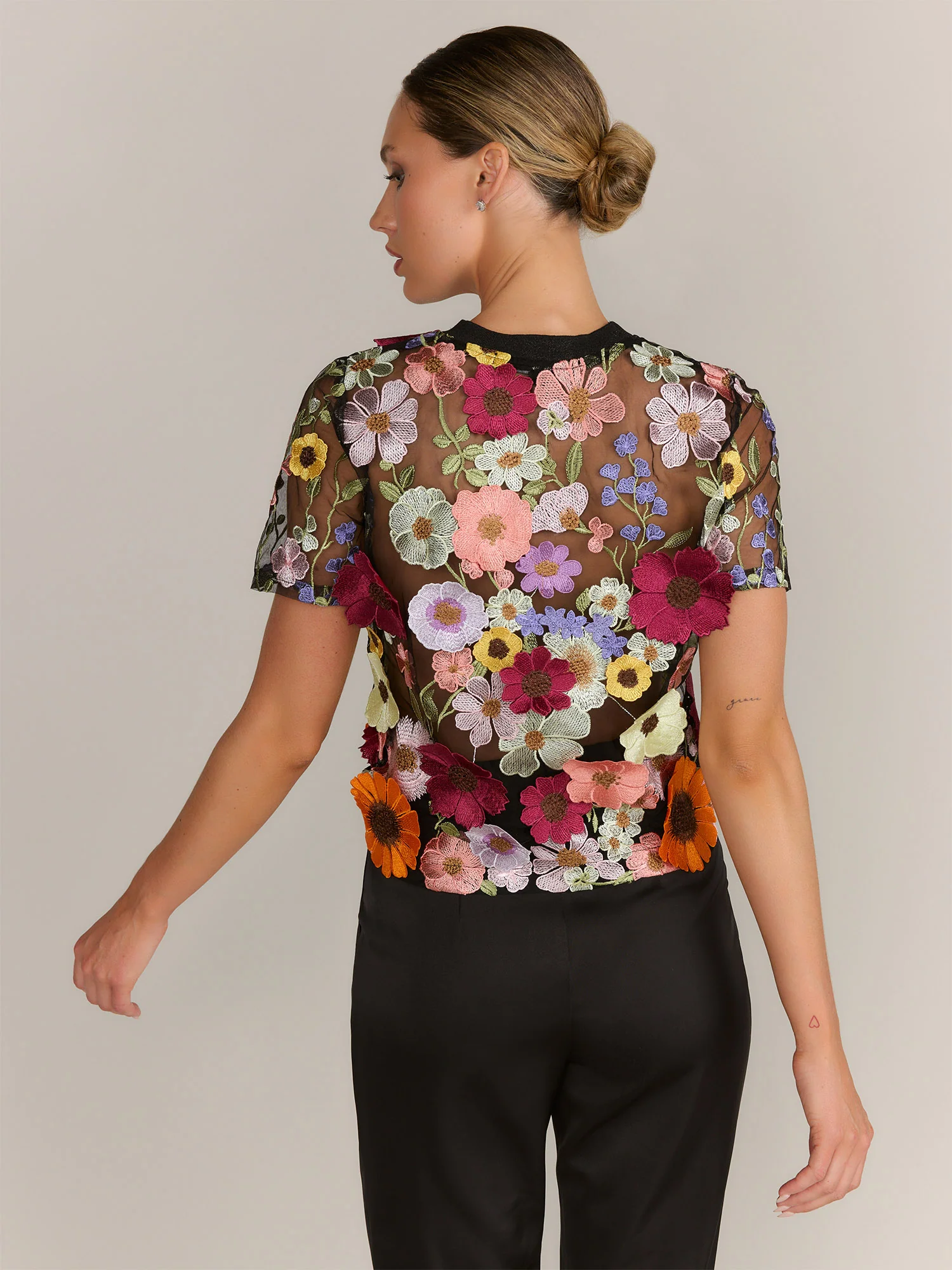 Grey Lab 3D Lace Floral Mesh T-shirt - Brands We Love - Image 3
