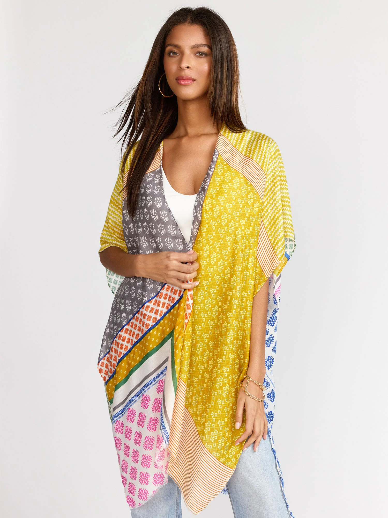 Multi-Pattern Print Kimono - Image 2