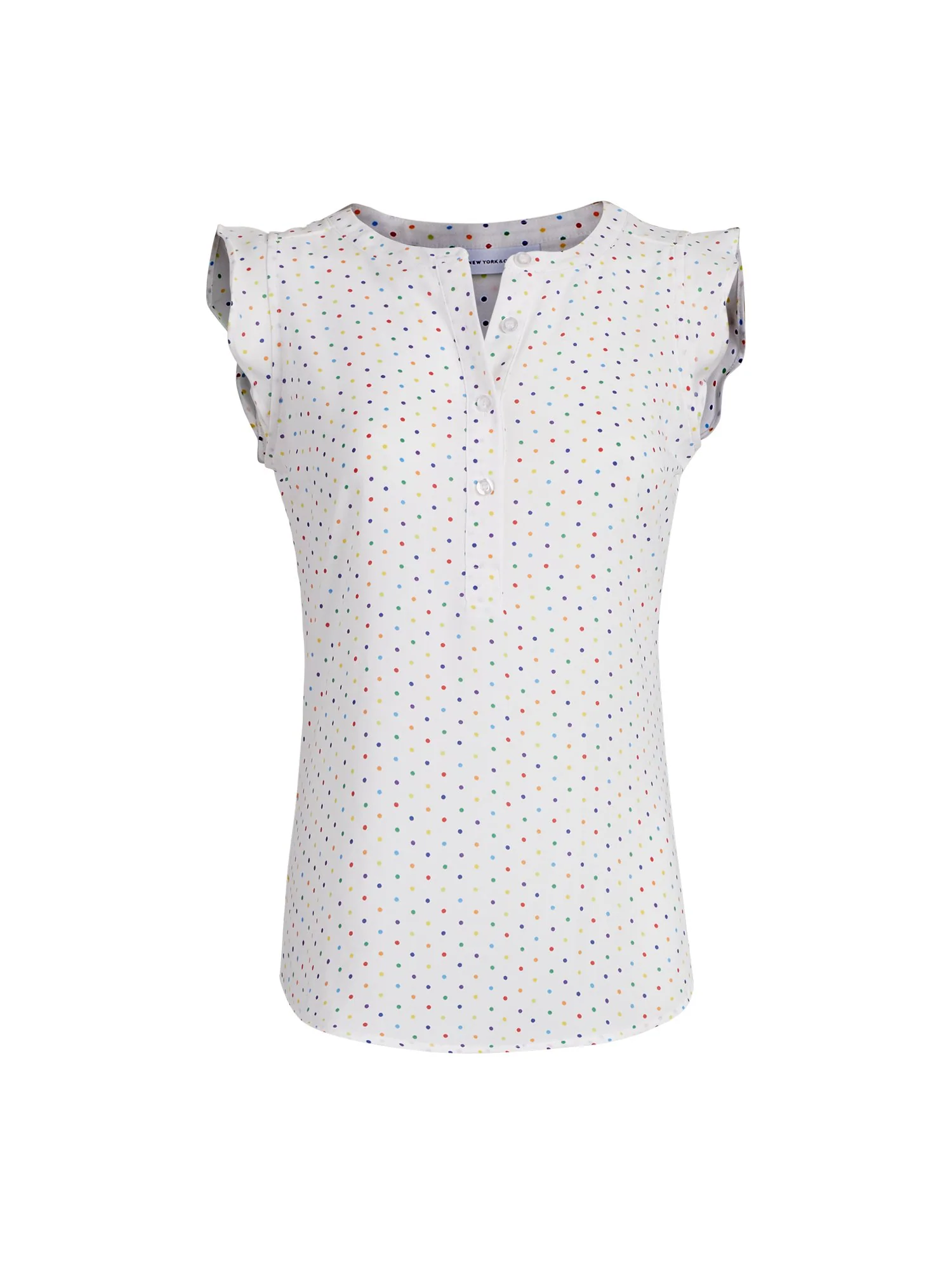 Multicolor Dot Flutter-Sleeve Blouse
