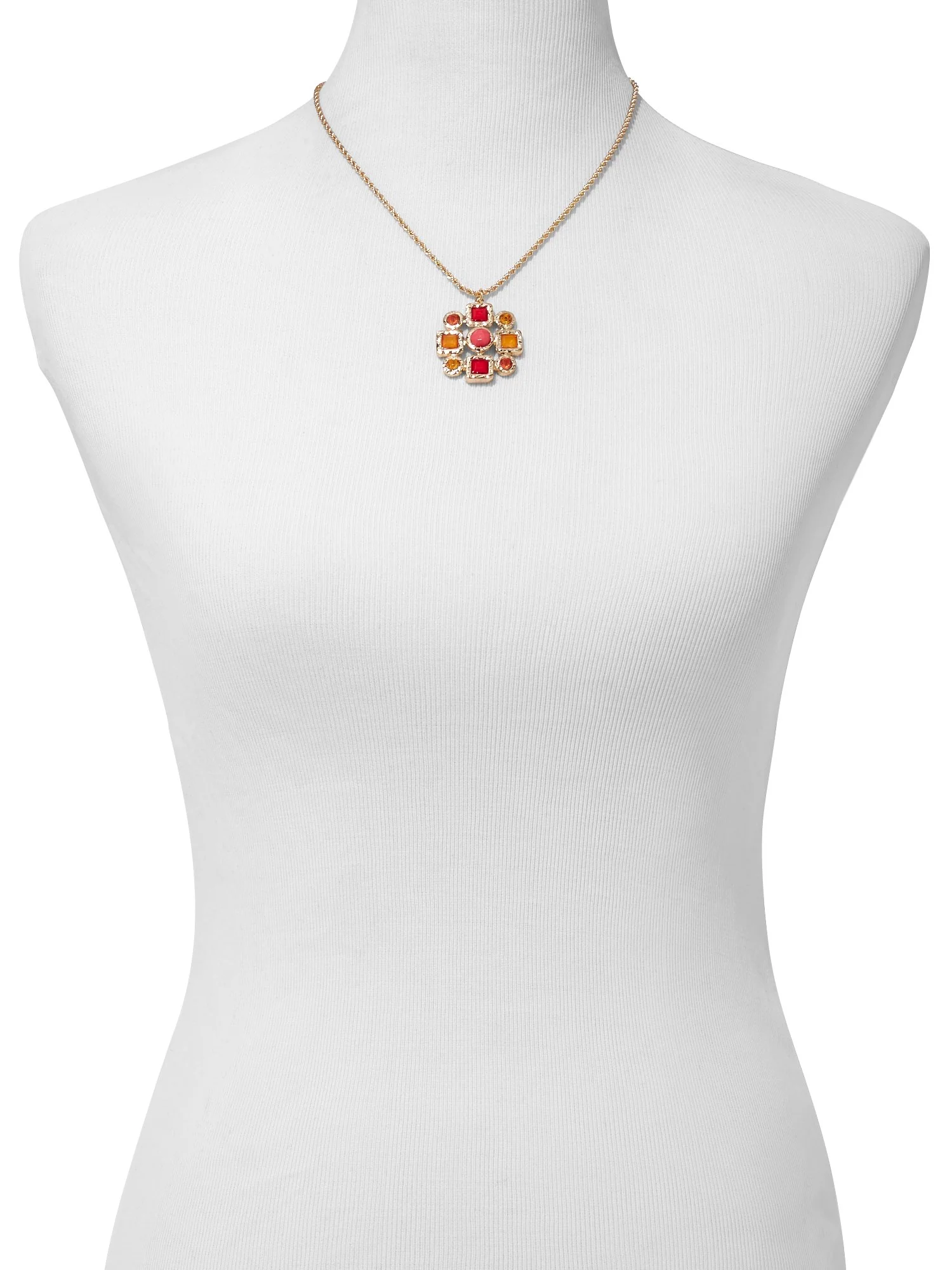 Multicolor Faux-Stone Pendant Necklace - Image 2
