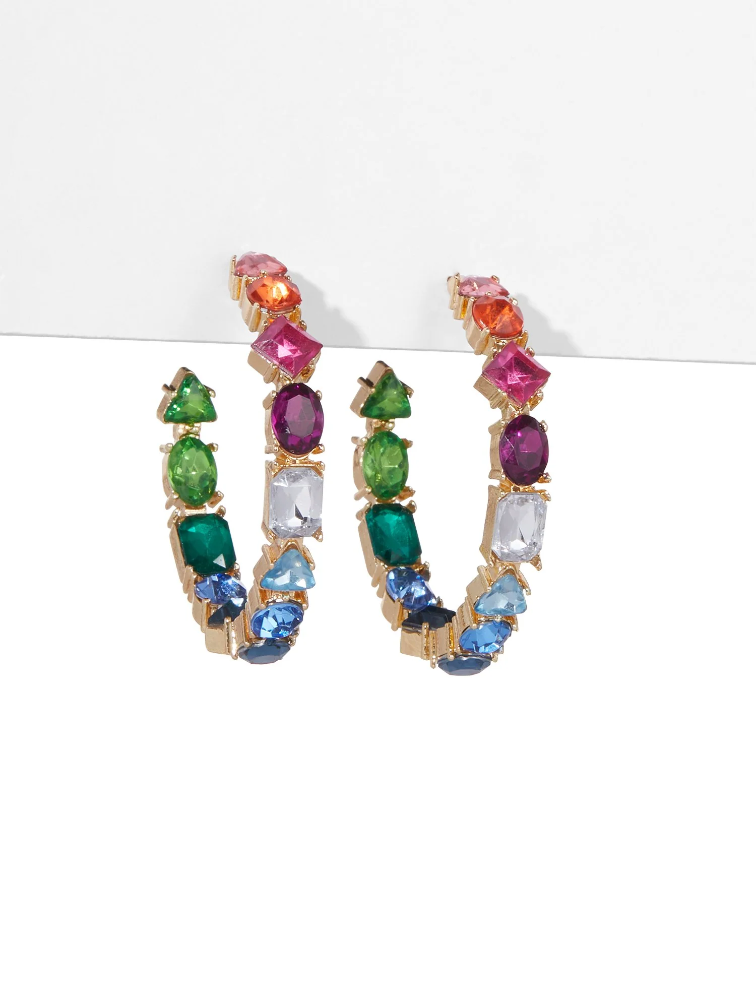 Multicolor Gemstone Hoop Earrings
