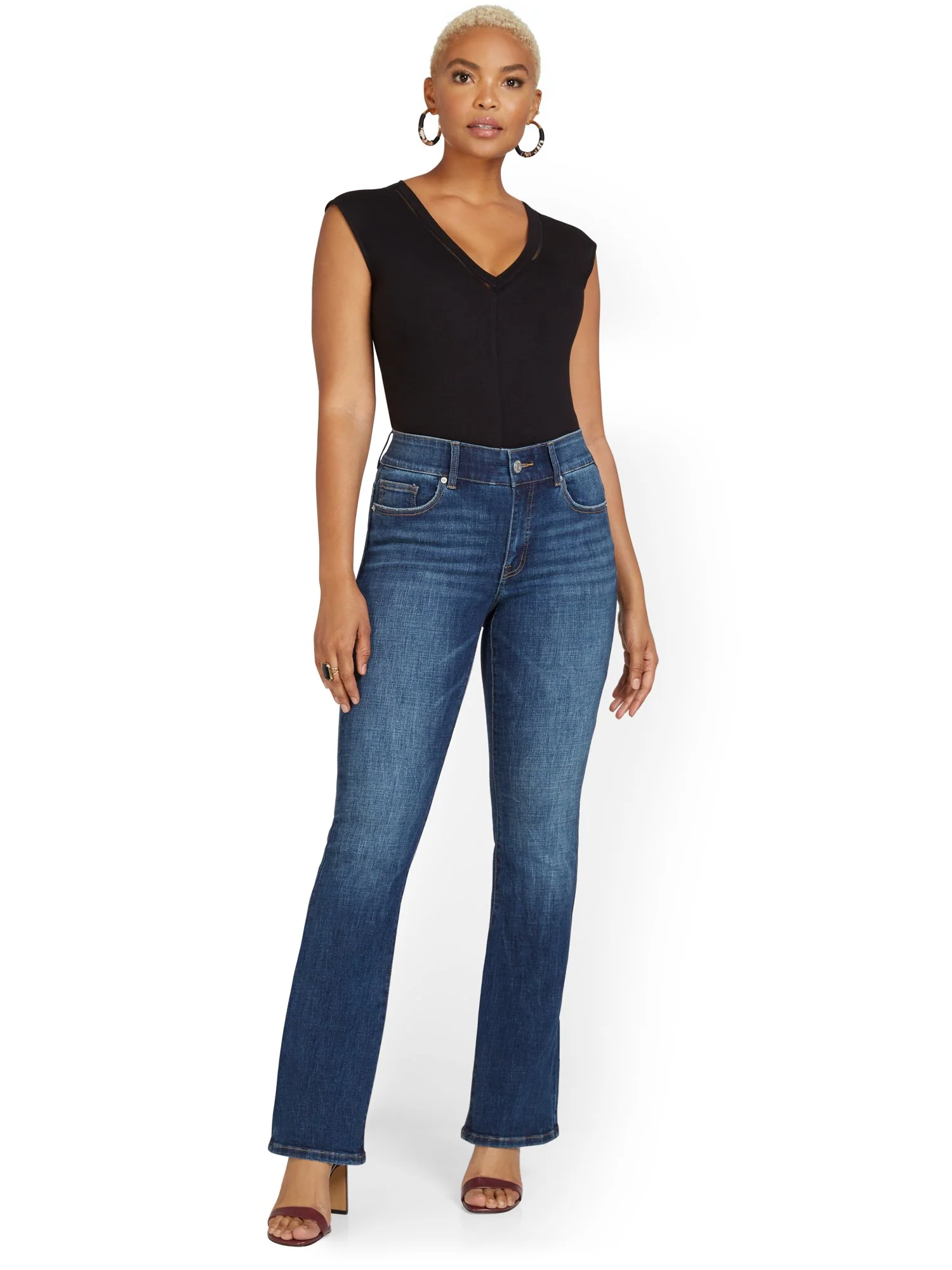 Mya Curvy High-Waisted Bootcut Jeans - Medium Wash - Image 2