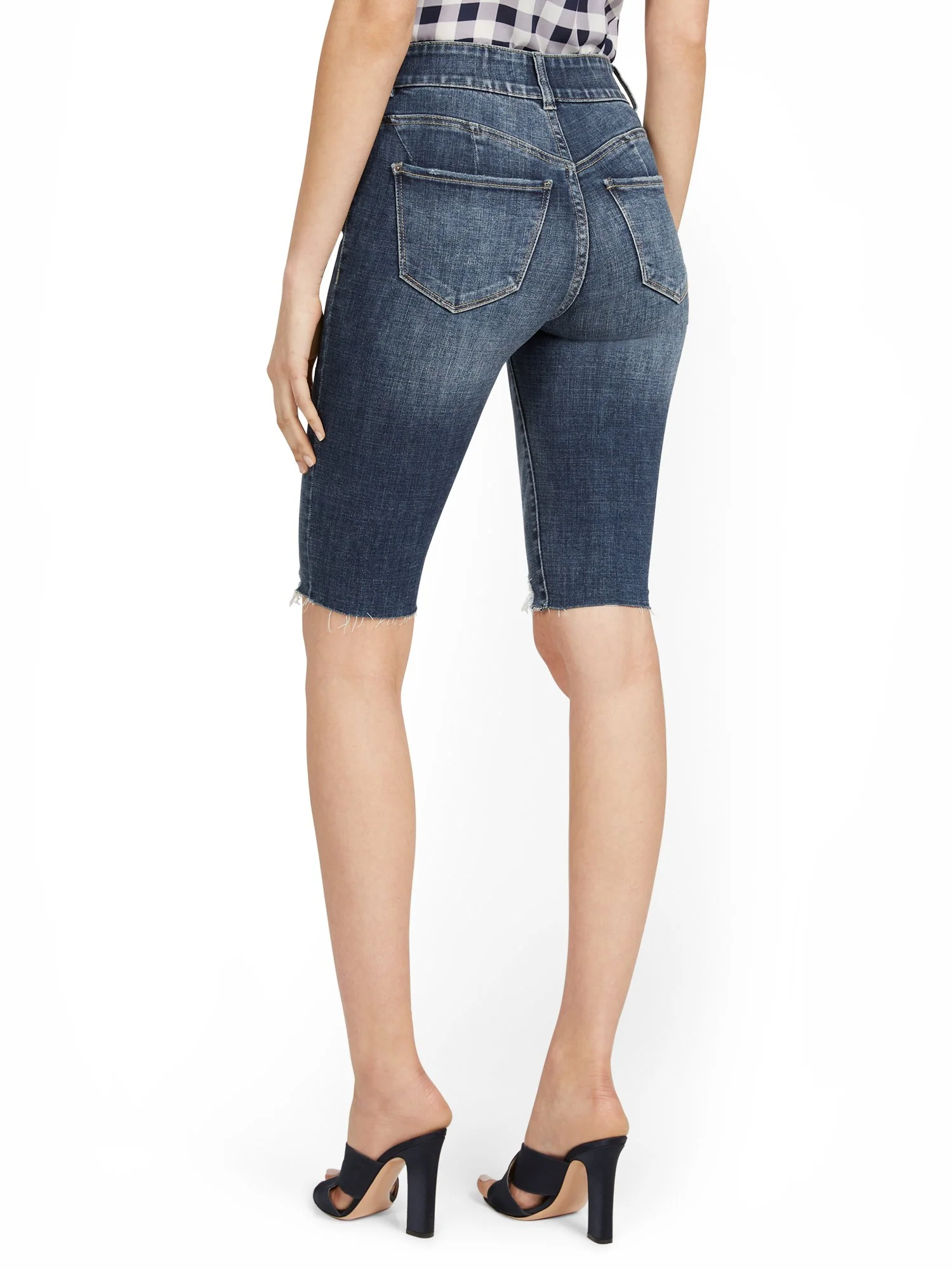 Mya Curvy High-Waisted Sculpting No Gap 13-Inch Bermuda Short - Chameleon Blue - Image 3