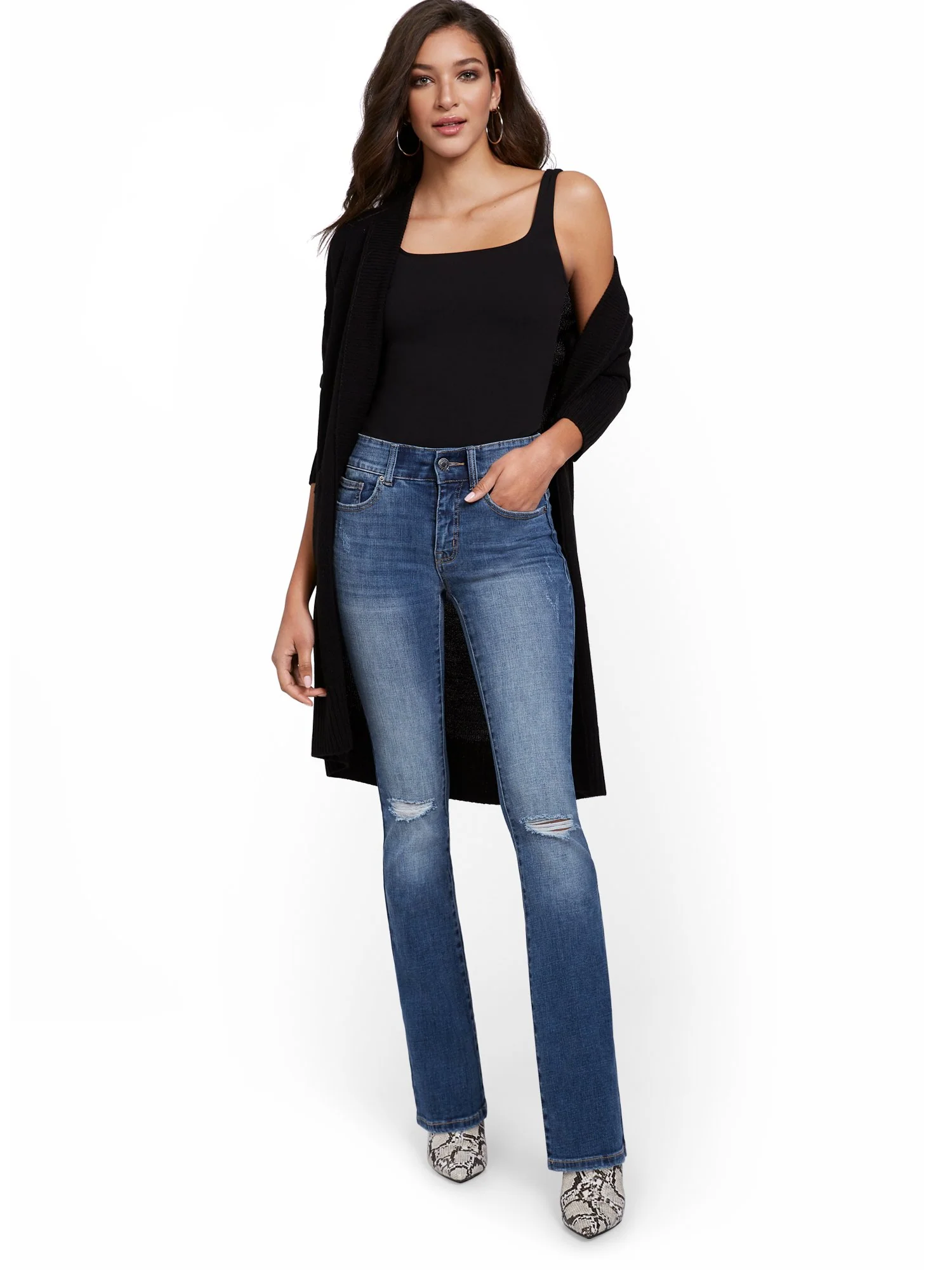 Mya Curvy High-Waisted Sculpting No Gap Barely Bootcut Jeans - Image 5