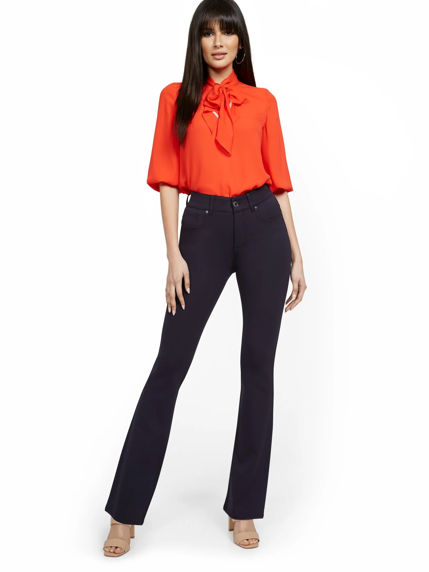 Mya Curvy High-Waisted Sculpting No Gap Bootcut Ponte Jeans - Image 8