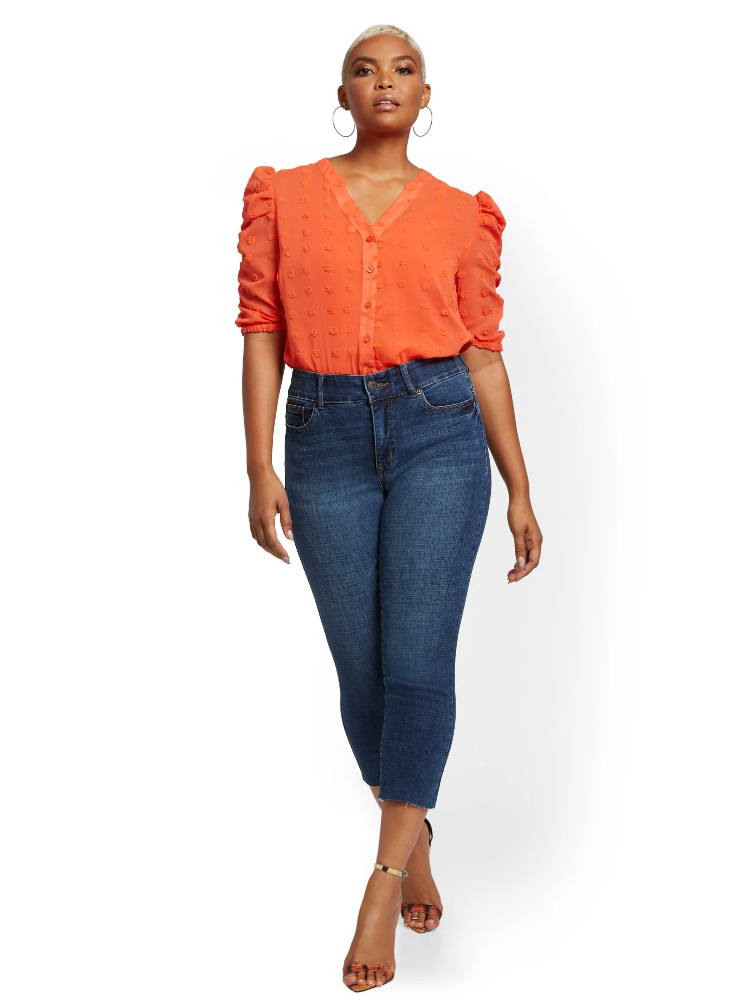 Mya Curvy High-Waisted Sculpting No Gap Capri Jeans - Limelight Blue - Image 7