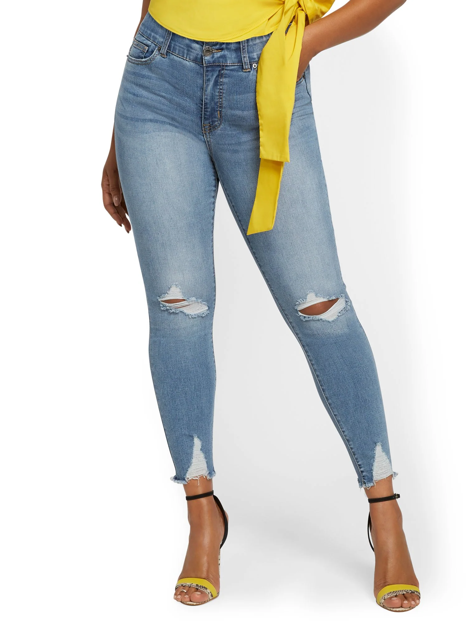Mya Curvy High-Waisted Sculpting No Gap Super-Skinny Ankle Jeans - Lavish Blue - Image 2