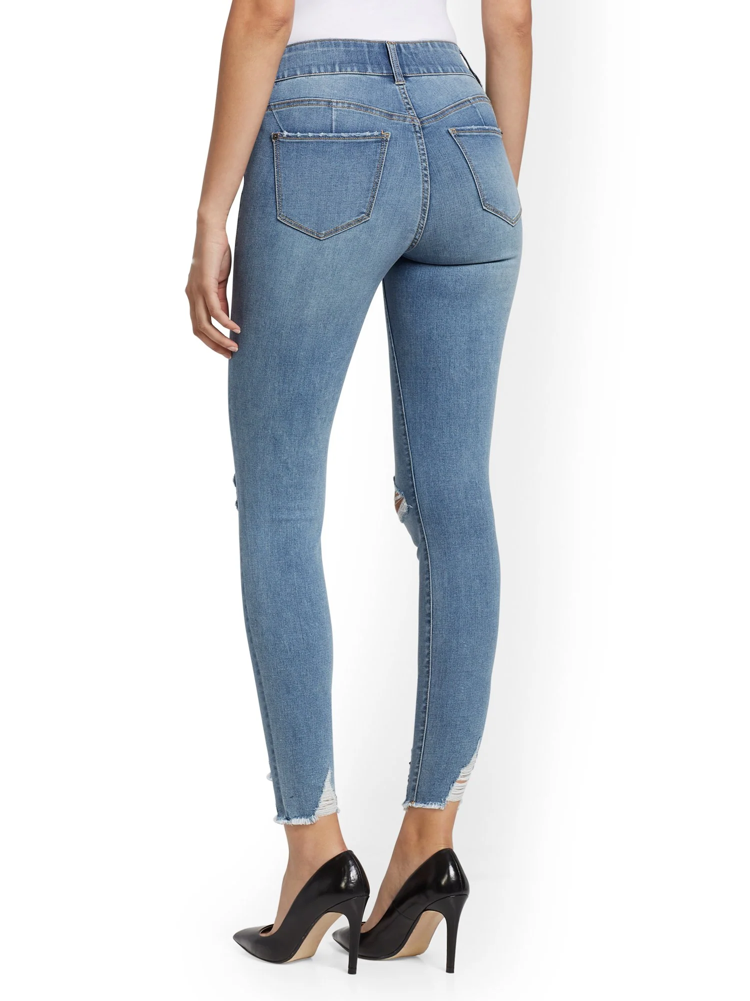 Mya Curvy High-Waisted Sculpting No Gap Super-Skinny Ankle Jeans - Lavish Blue - Image 3