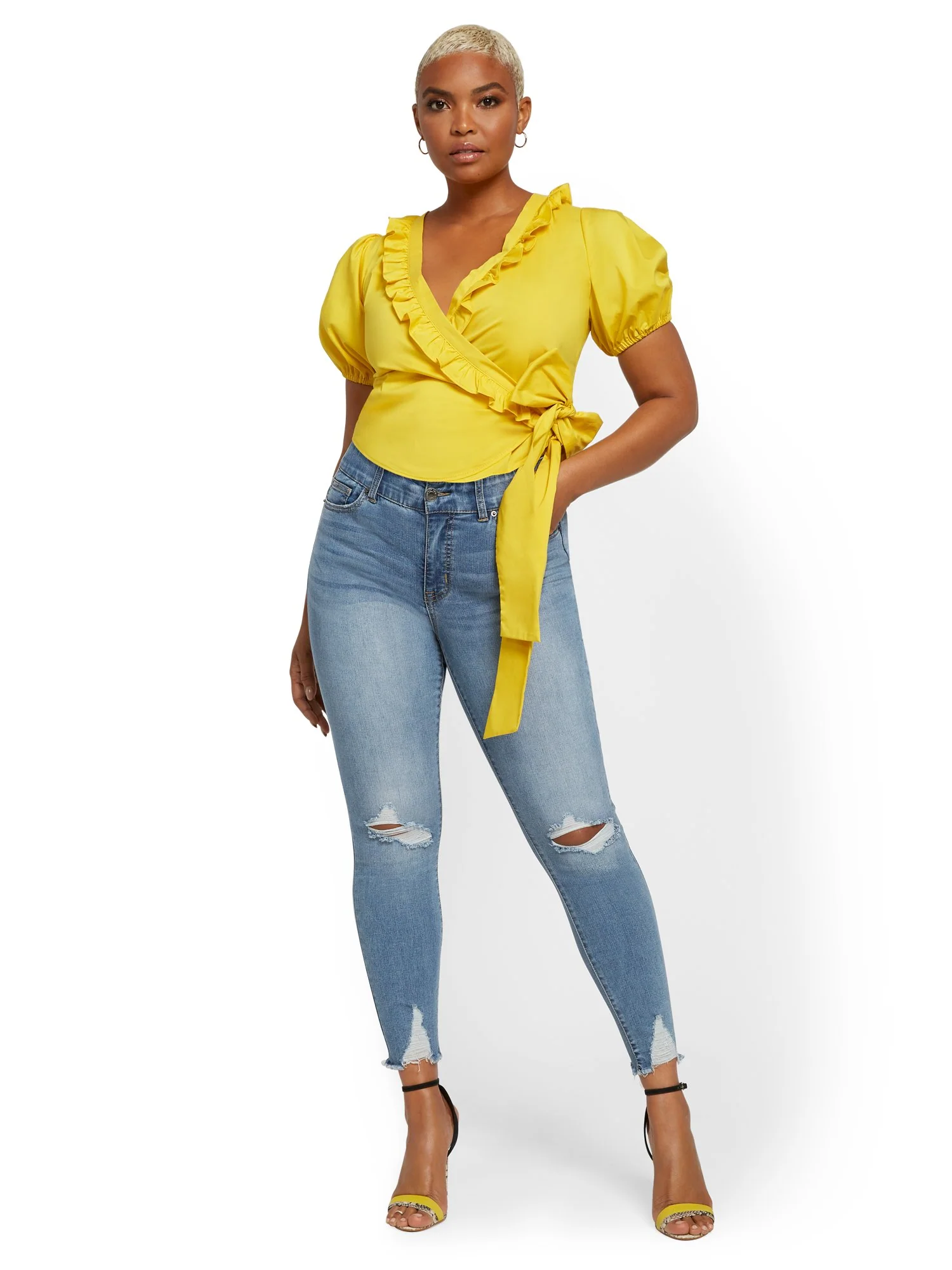 Mya Curvy High-Waisted Sculpting No Gap Super-Skinny Ankle Jeans - Lavish Blue - Image 4
