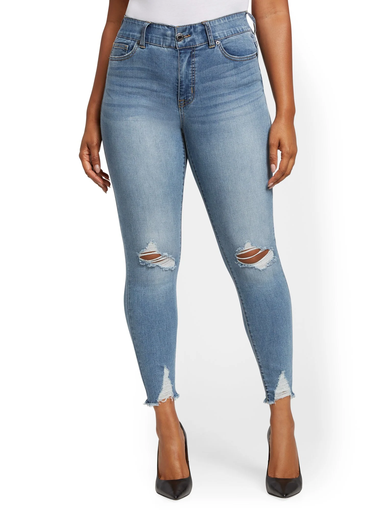 Mya Curvy High-Waisted Sculpting No Gap Super-Skinny Ankle Jeans - Lavish Blue - Image 5
