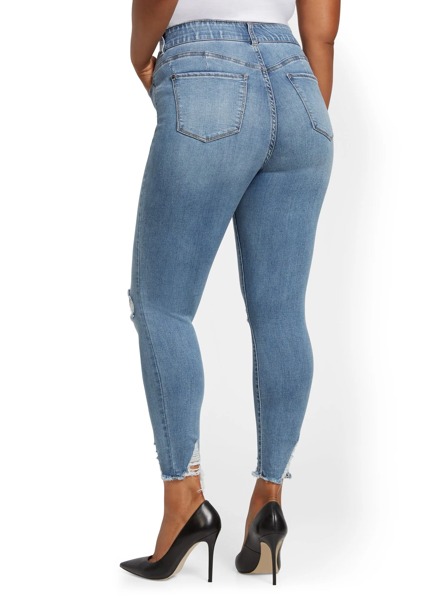 Mya Curvy High-Waisted Sculpting No Gap Super-Skinny Ankle Jeans - Lavish Blue - Image 9