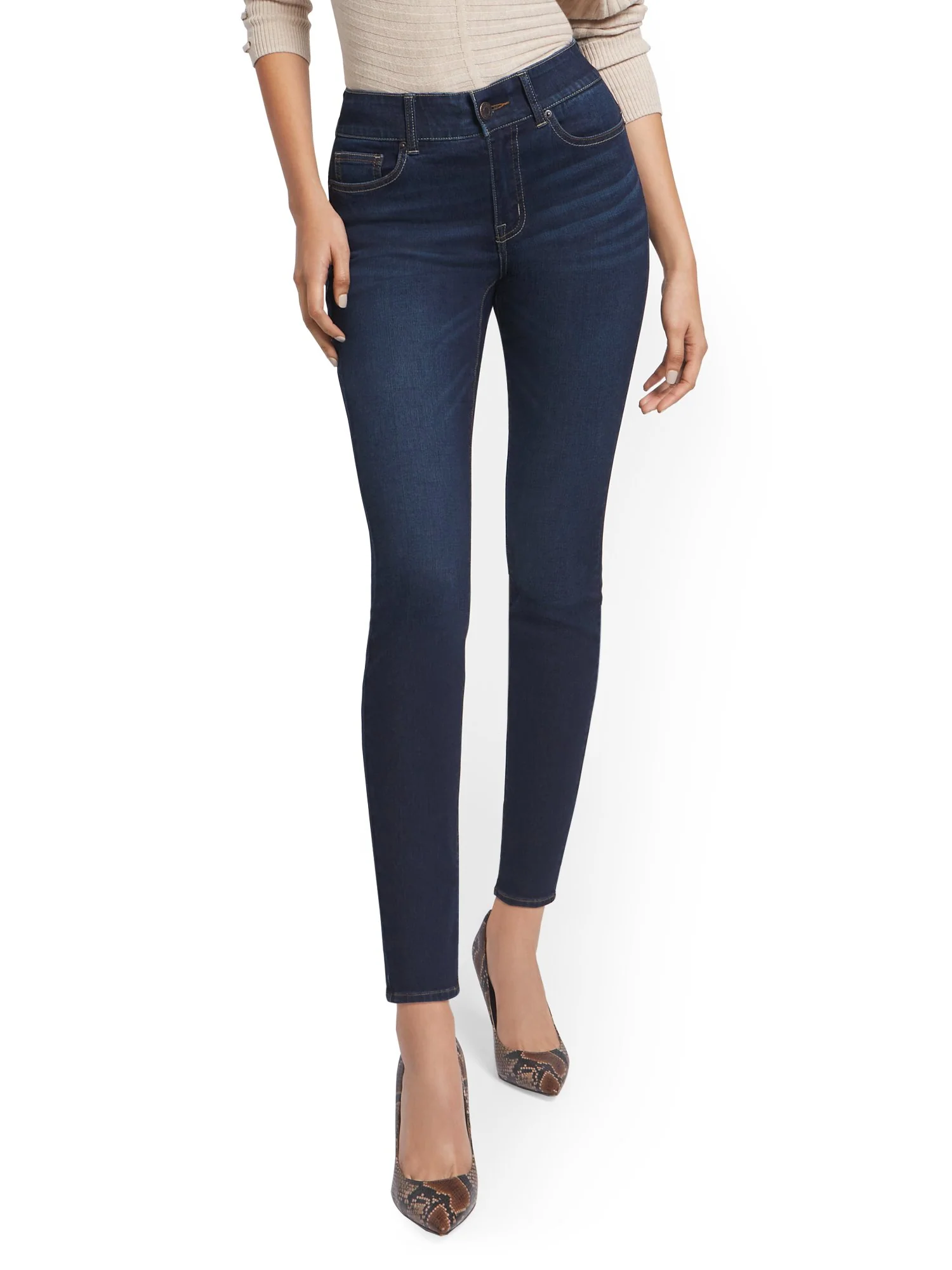 Mya Curvy High-Waisted Sculpting No Gap Super-Skinny Ankle Jeans - Moonlight Blue - Image 2