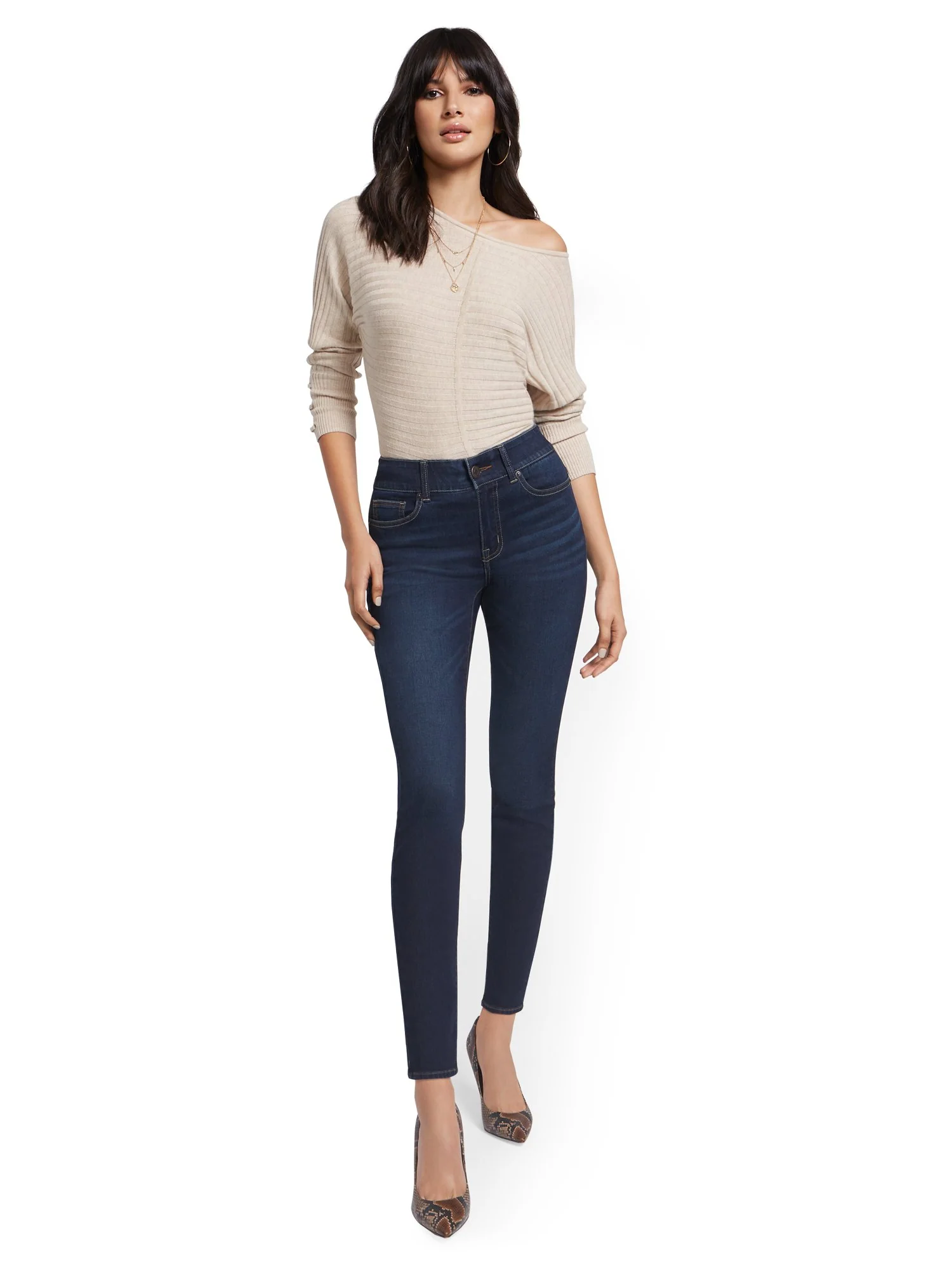 Mya Curvy High-Waisted Sculpting No Gap Super-Skinny Ankle Jeans - Moonlight Blue - Image 5