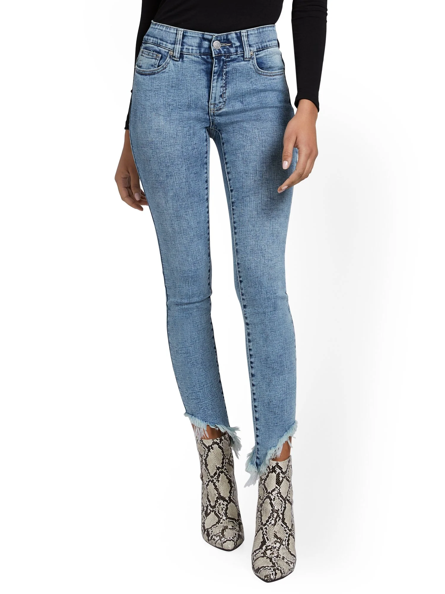 Mya Curvy High-Waisted Sculpting No Gap Super-Skinny Ankle Jeans - Ripped-Hem - Image 2