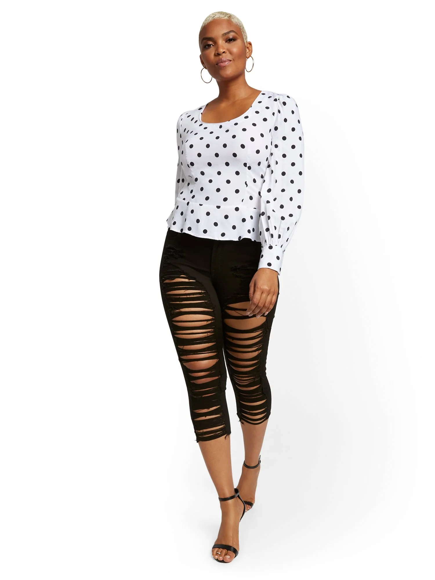 Mya Curvy High-Waisted Sculpting No Gap Super-Skinny Capri Jeans - Black - Image 5