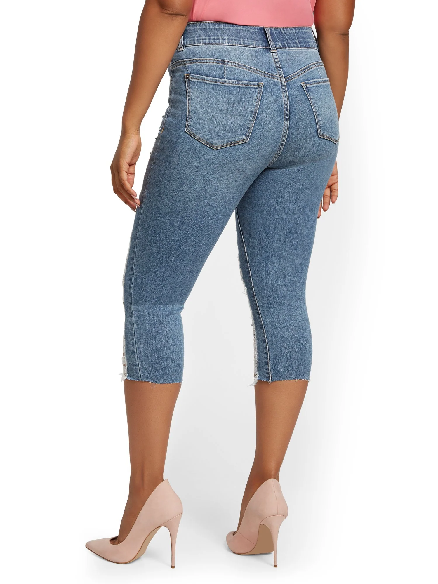 Mya Curvy High-Waisted Sculpting No Gap Super-Skinny Capri Jeans - Light Indigo - Image 3