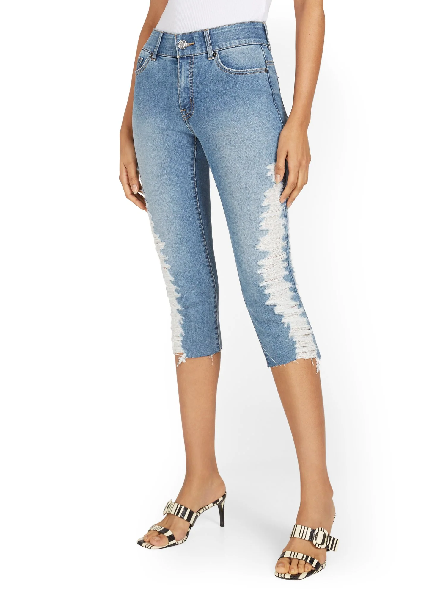 Mya Curvy High-Waisted Sculpting No Gap Super-Skinny Capri Jeans - Medium Blue Wash - Image 2