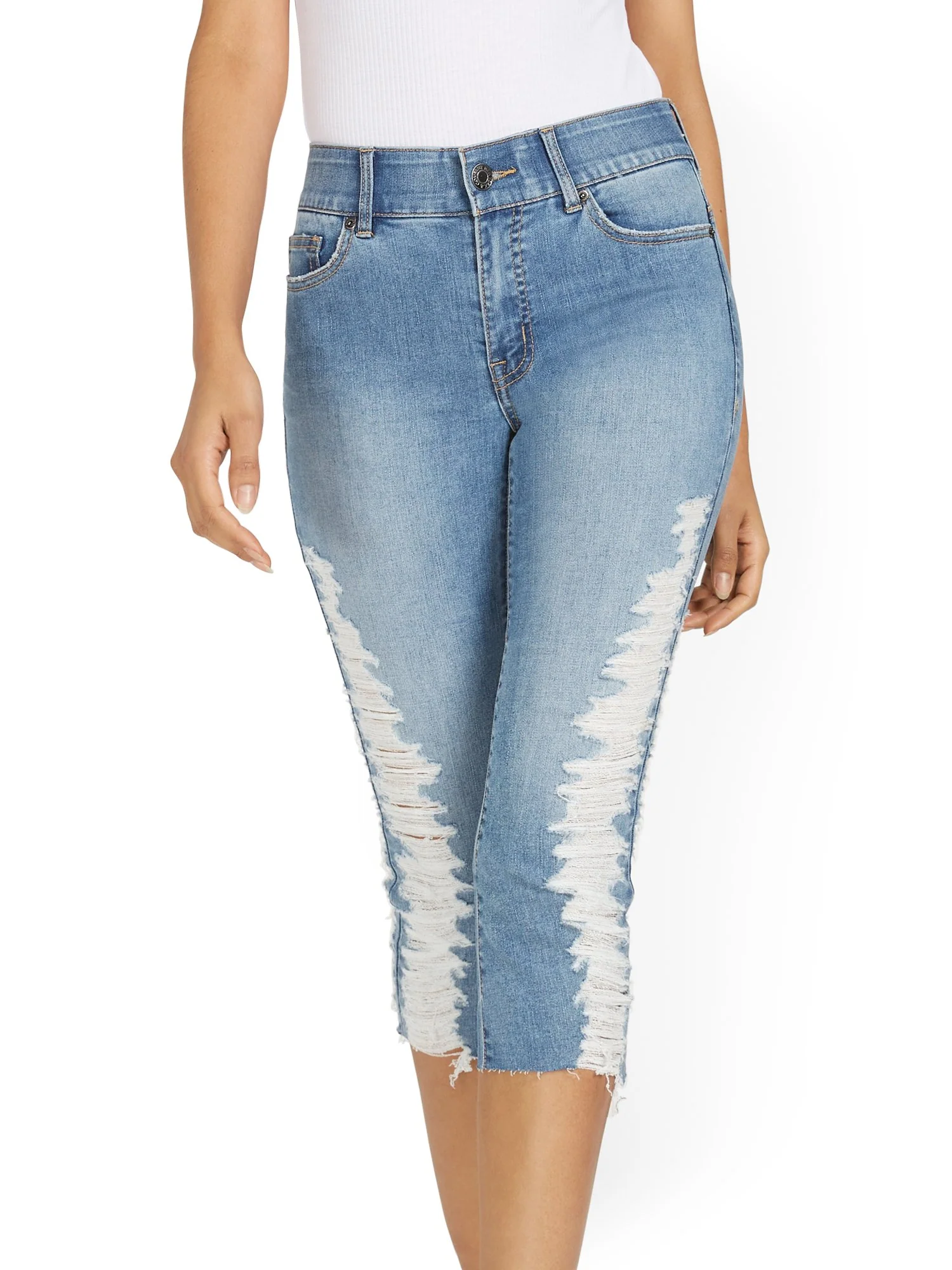 Mya Curvy High-Waisted Sculpting No Gap Super-Skinny Capri Jeans - Medium Blue Wash - Image 4