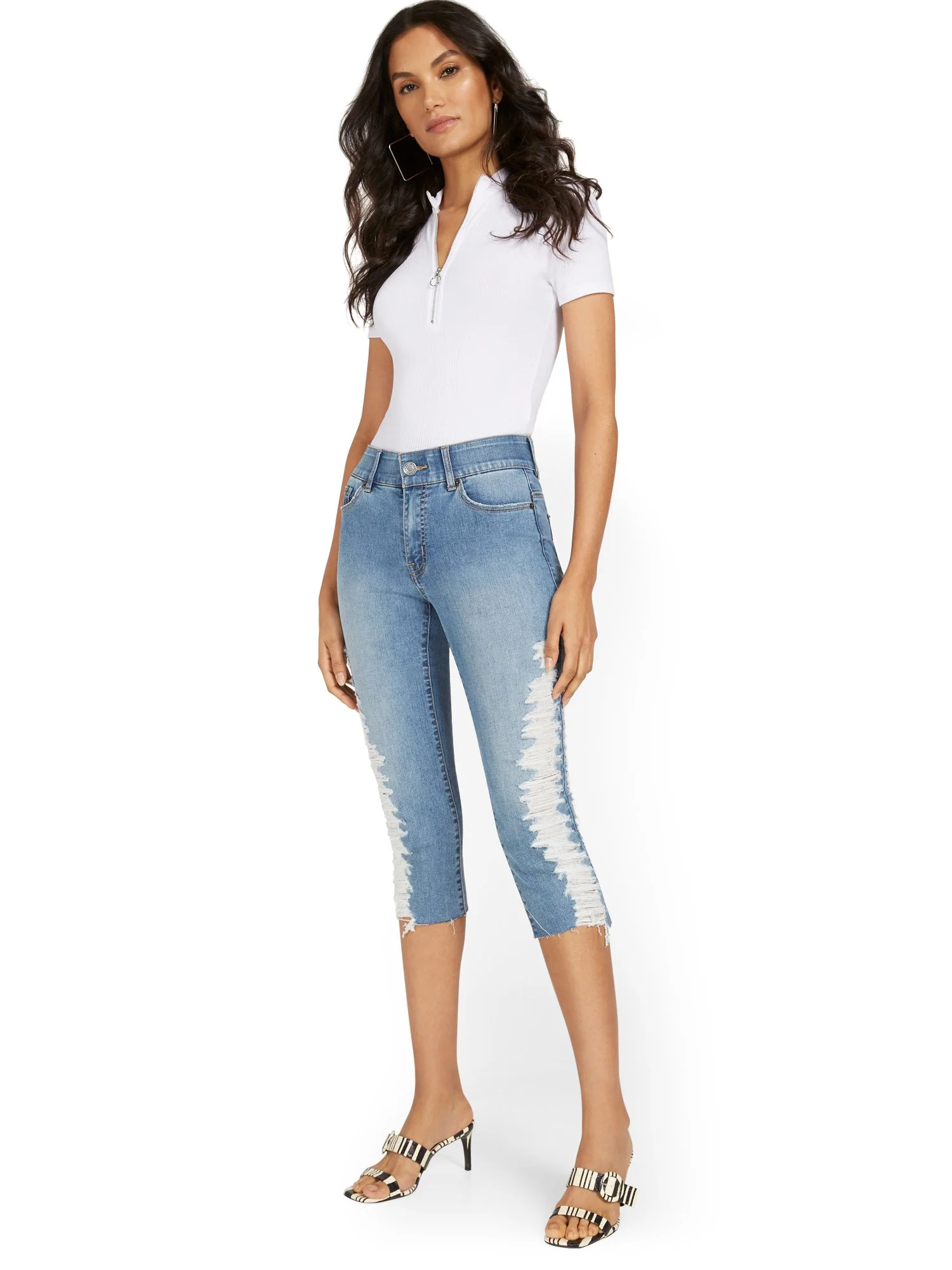 Mya Curvy High-Waisted Sculpting No Gap Super-Skinny Capri Jeans - Medium Blue Wash - Image 5