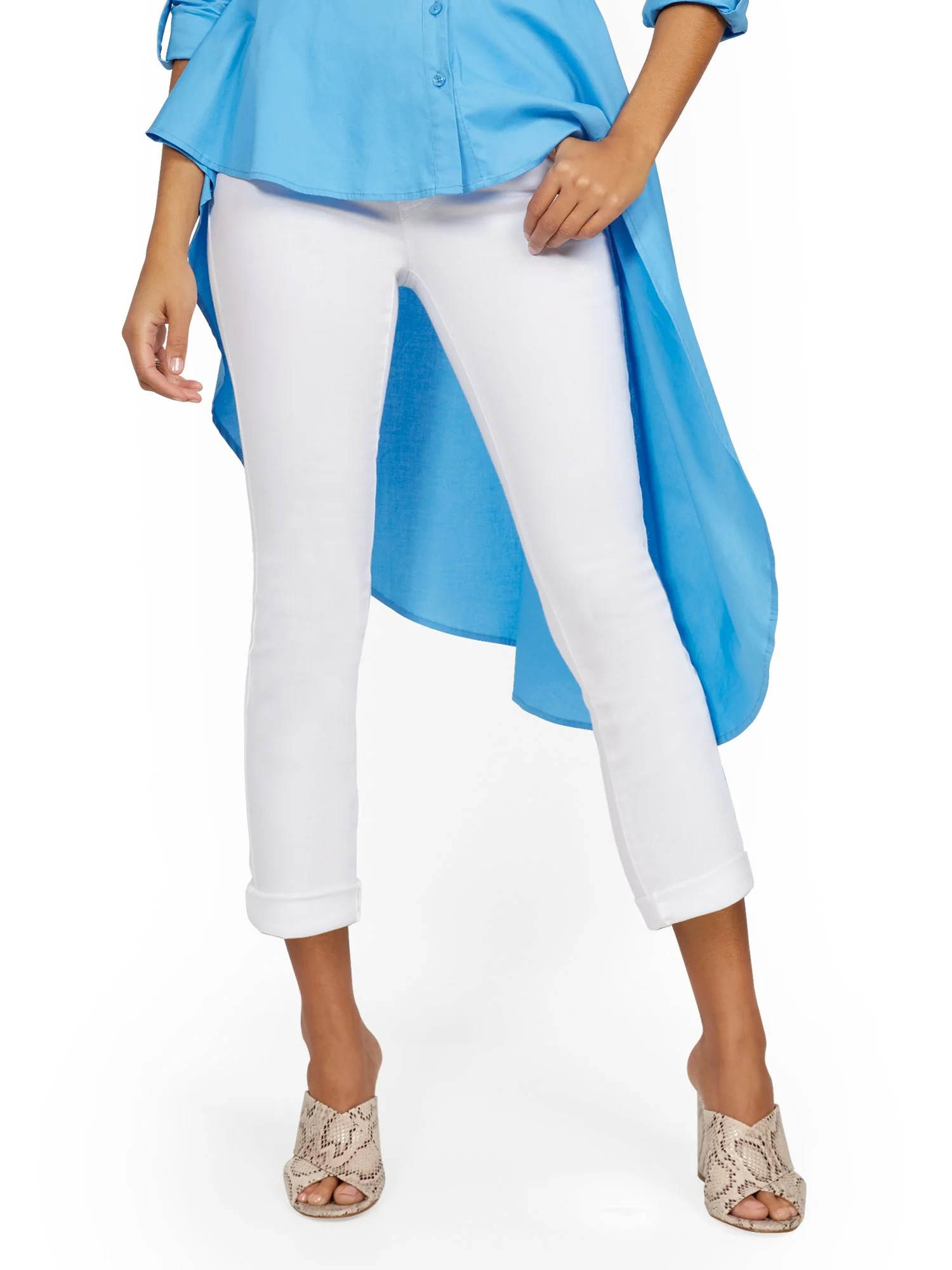 Mya Curvy High-Waisted Sculpting No Gap Super-Skinny Capri Jeans - White - Image 2