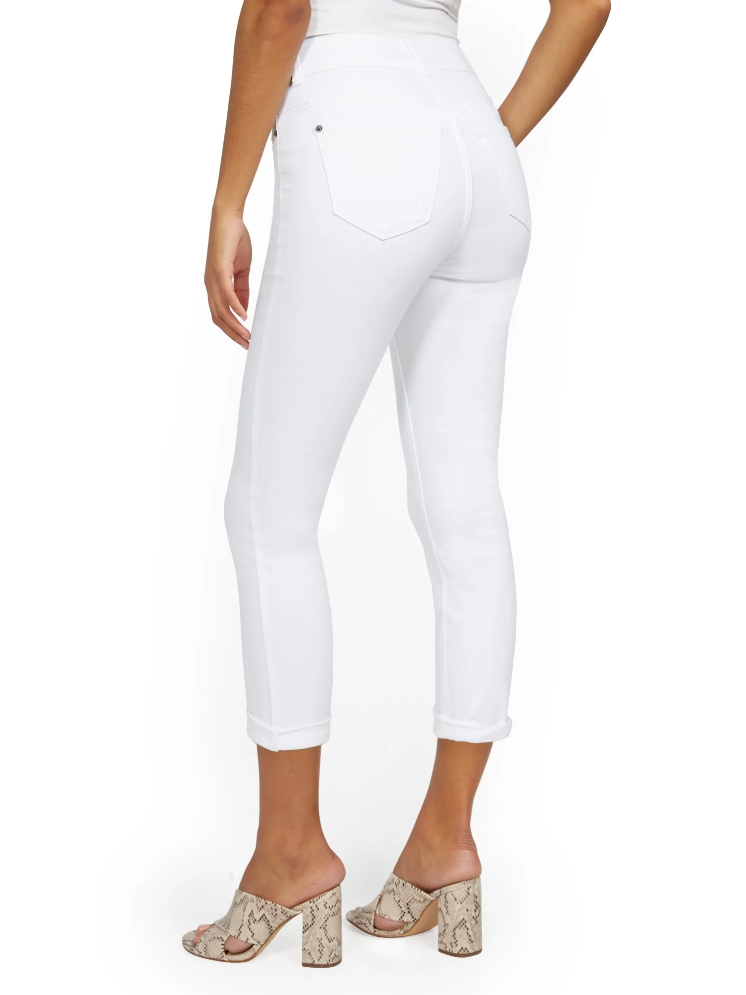 Mya Curvy High-Waisted Sculpting No Gap Super-Skinny Capri Jeans - White - Image 3