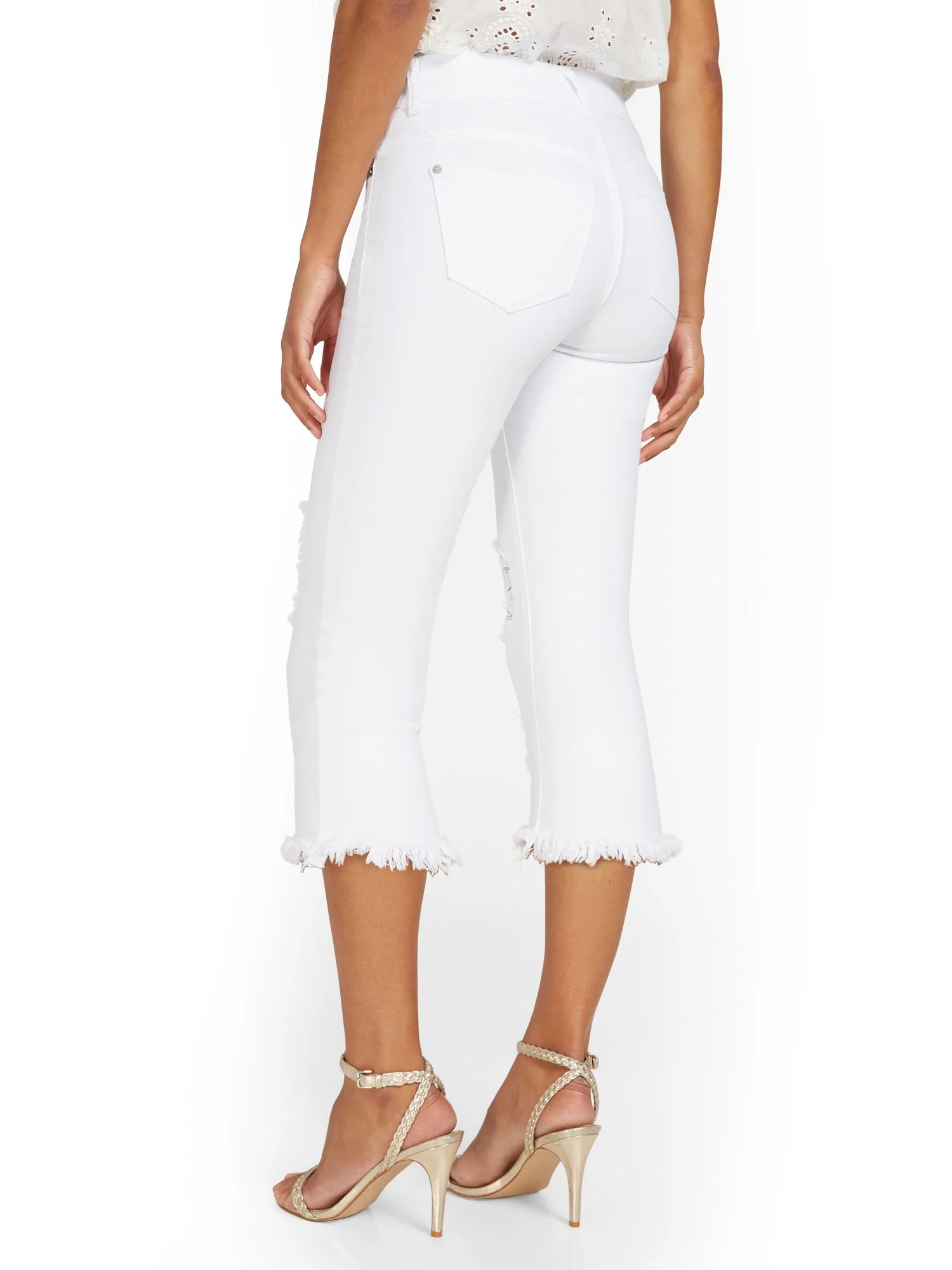 Mya Curvy High-Waisted Sculpting No Gap Super-Skinny Capri Jeans - White - Image 3
