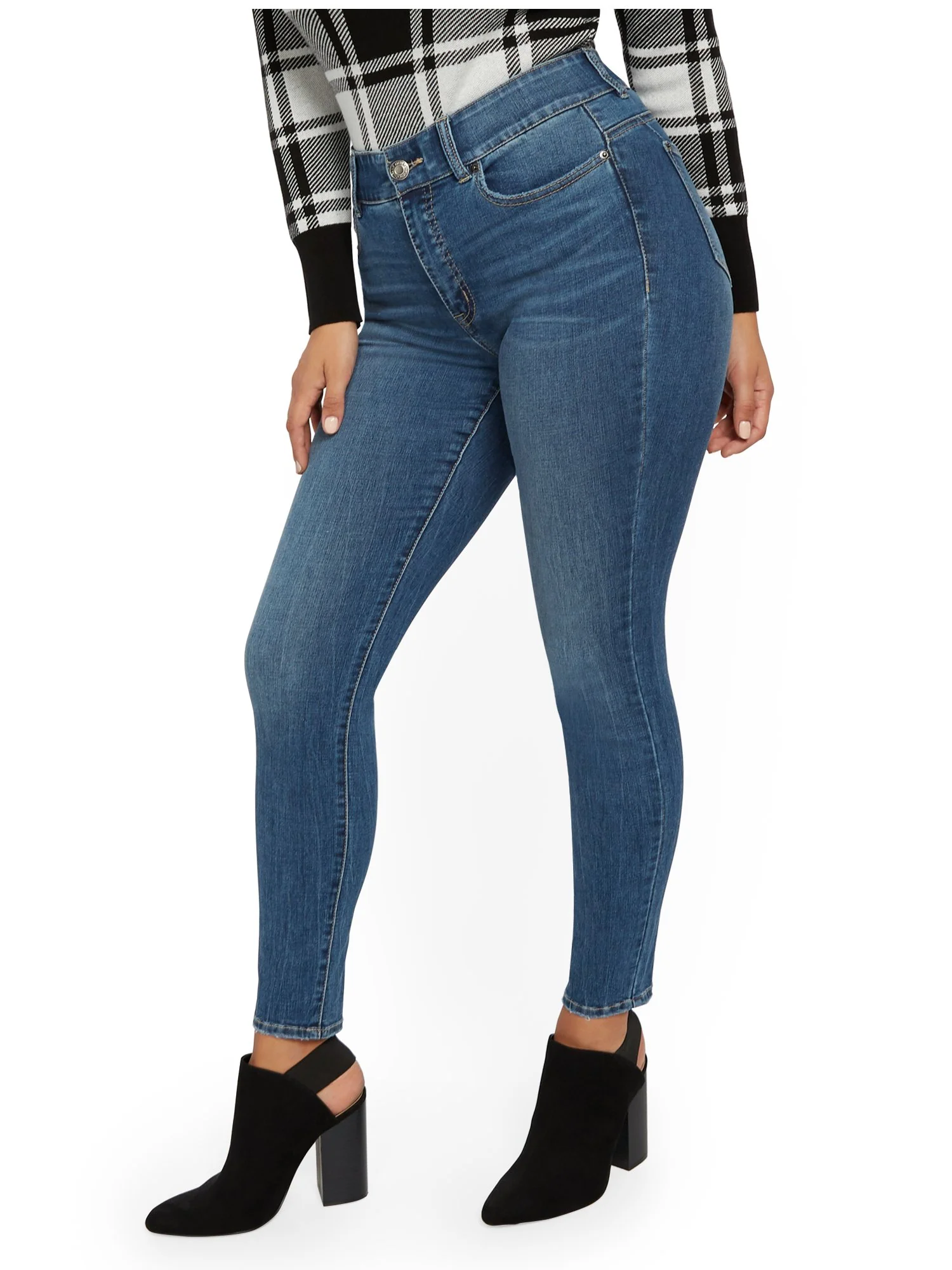 Mya Curvy High-Waisted Sculpting No Gap Super-Skinny Jeans - Blue Love - Image 2