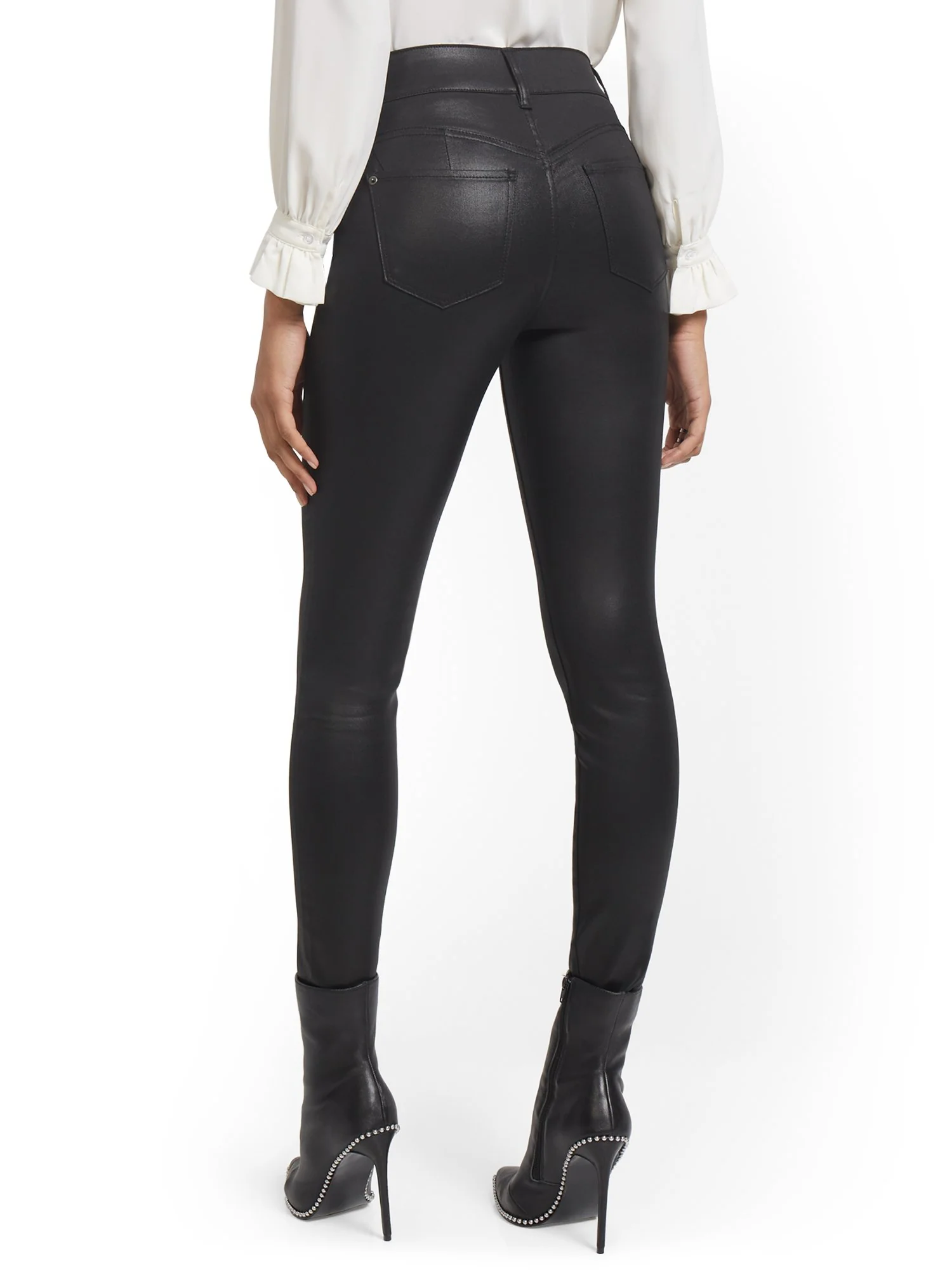 Mya Curvy High-Waisted Sculpting No Gap Super-Skinny Jeans - Coated Faux-Leather - Image 3