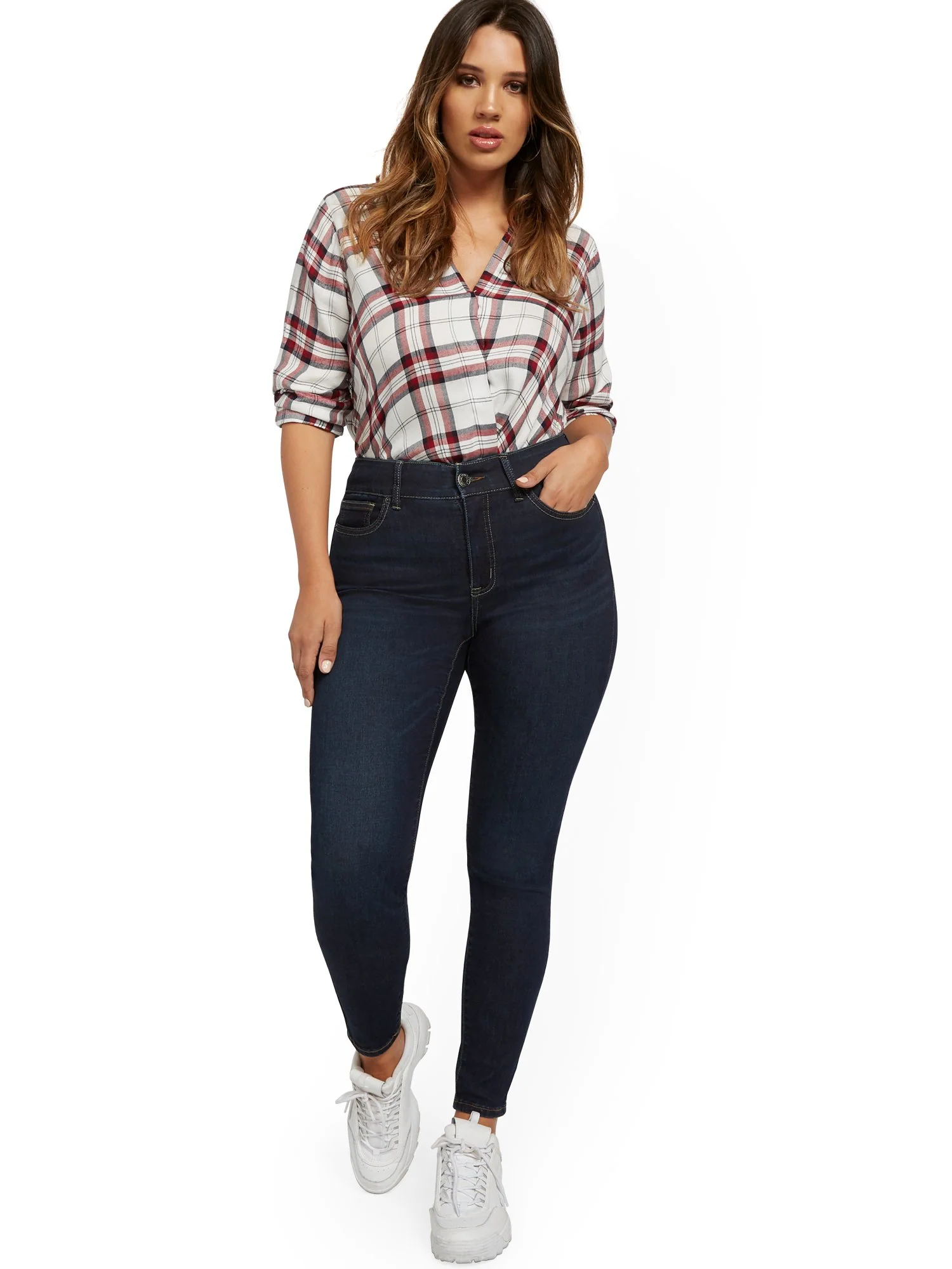 Mya Curvy High-Waisted Sculpting No Gap Super-Skinny Jeans - Moonlight Blue - Image 4