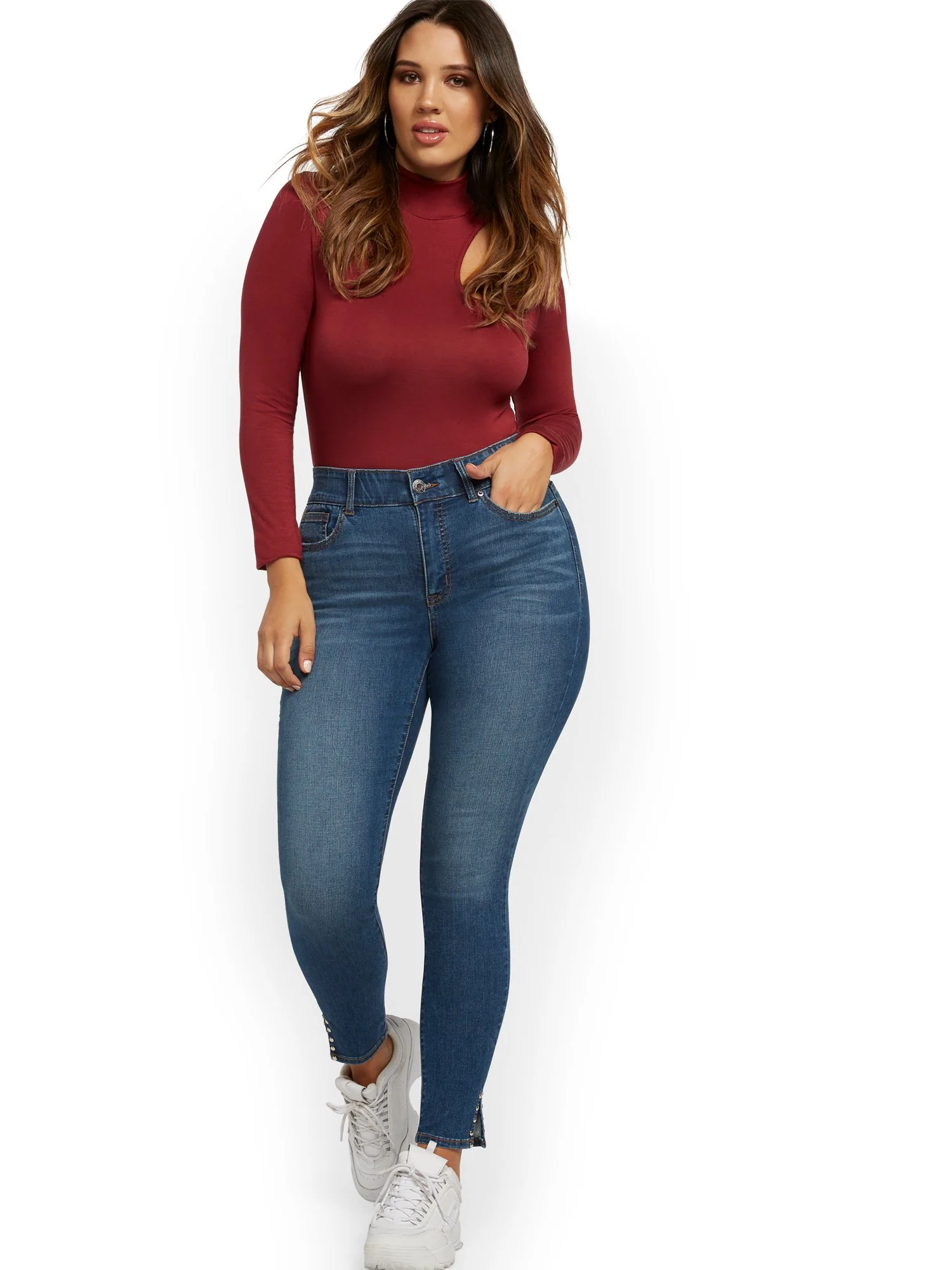 Mya Curvy High-Waisted Sculpting No Gap Super-Skinny Jeans - Precious Blue - Image 5