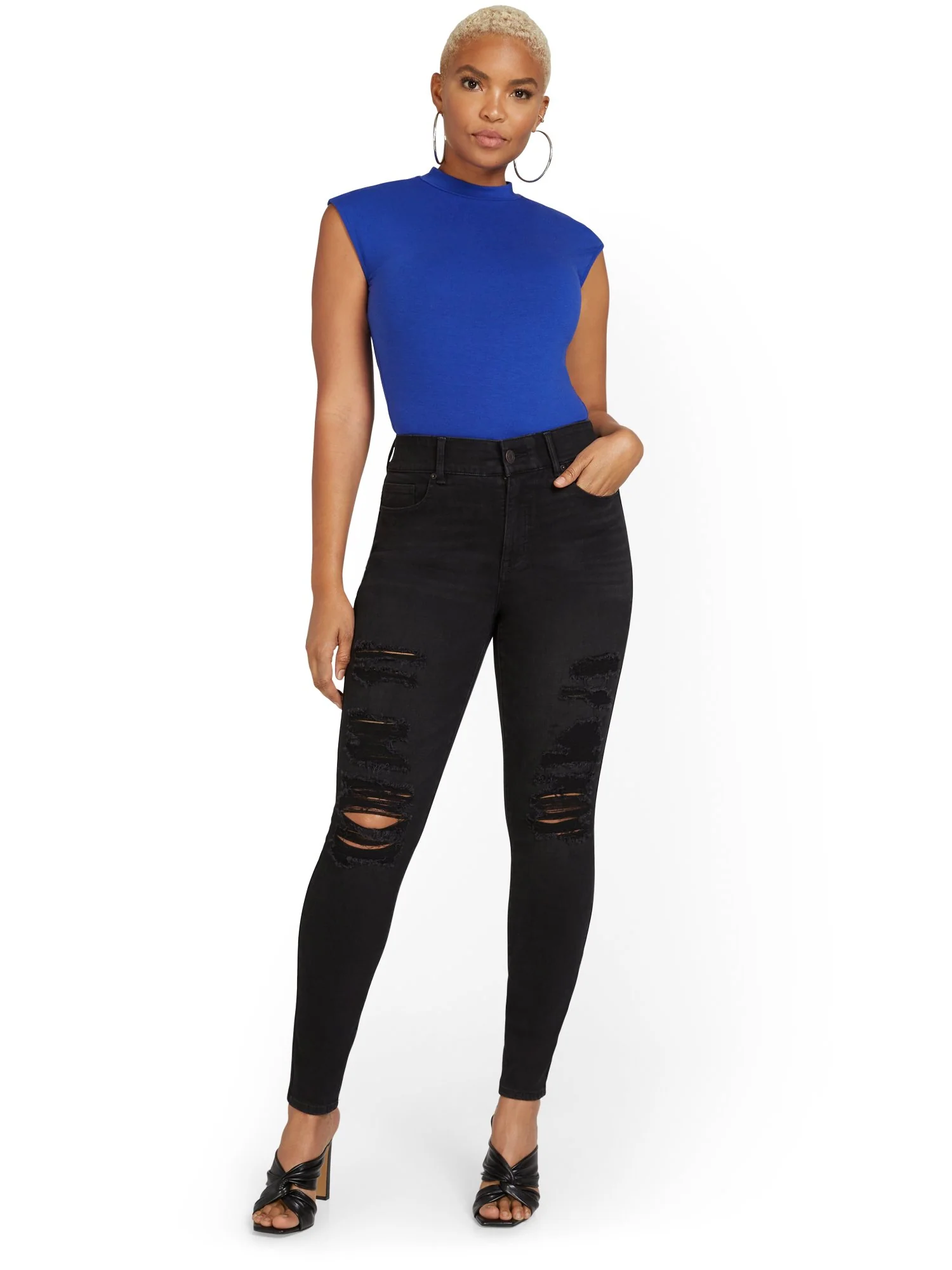 Mya Curvy High-Waisted Super-Skinny Jeans - Black - Image 9