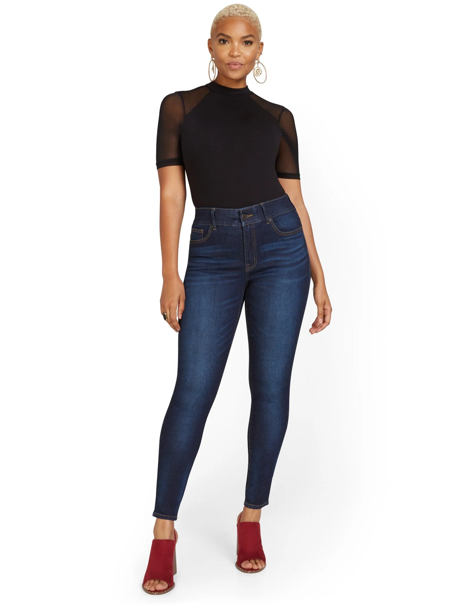 Mya Curvy High-Waisted Super-Skinny Jeans - Dark Wash - Image 9
