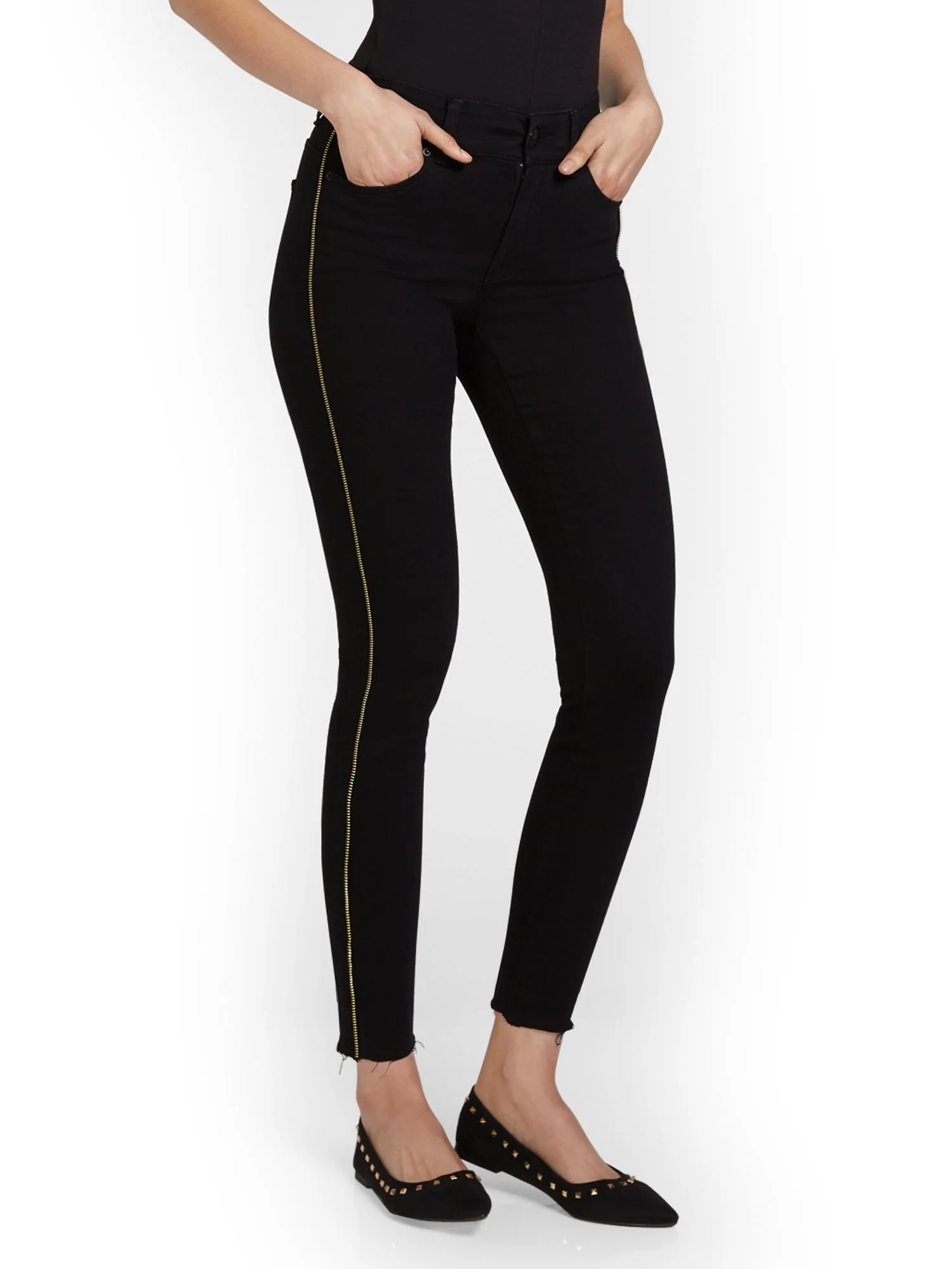 Mya Curvy High-Waisted Super-Skinny Jeans - Side-Zipper - Image 8
