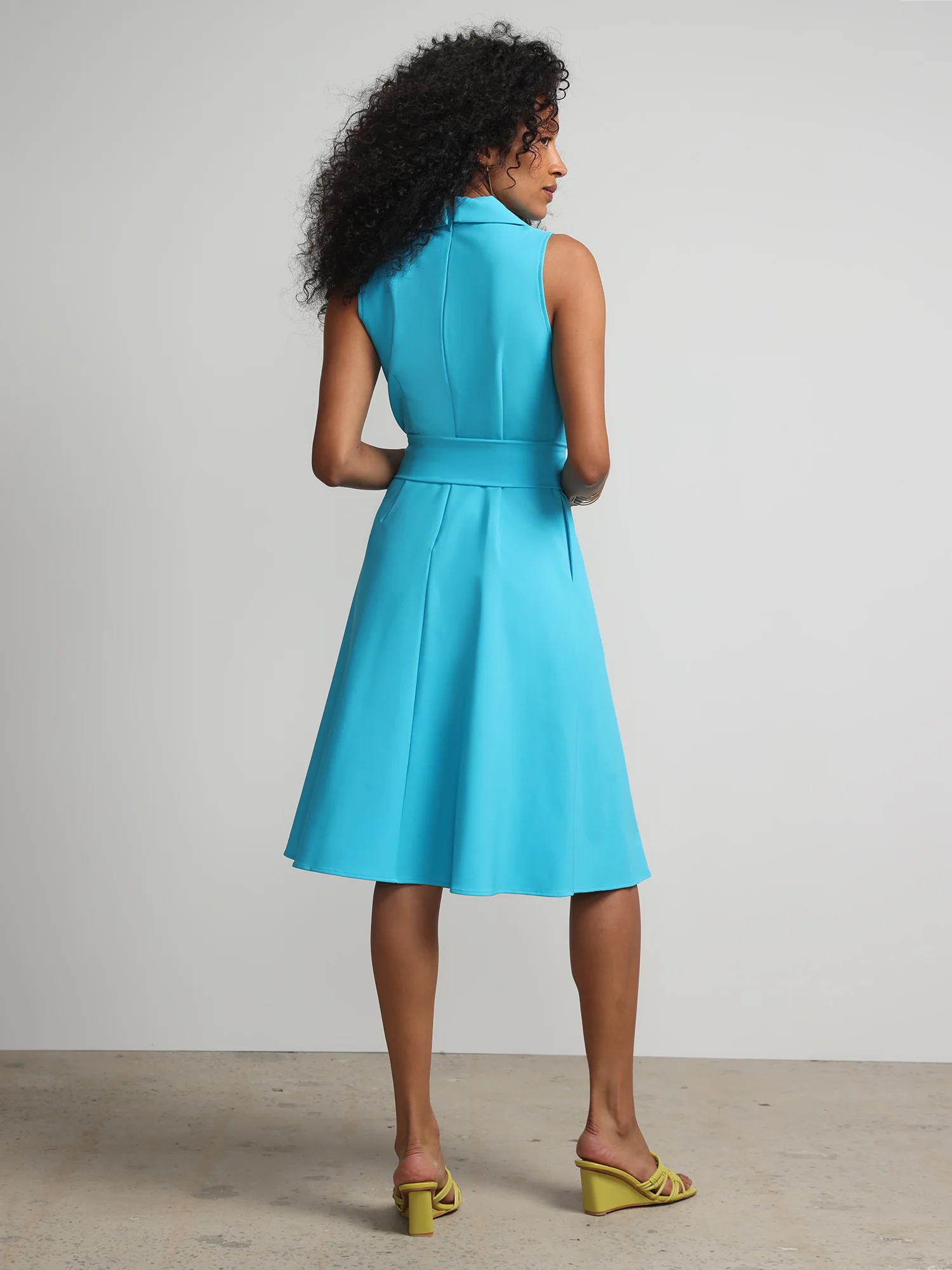 Notch-Collar Belted Flare Dress - Fit To Flatter - Image 3