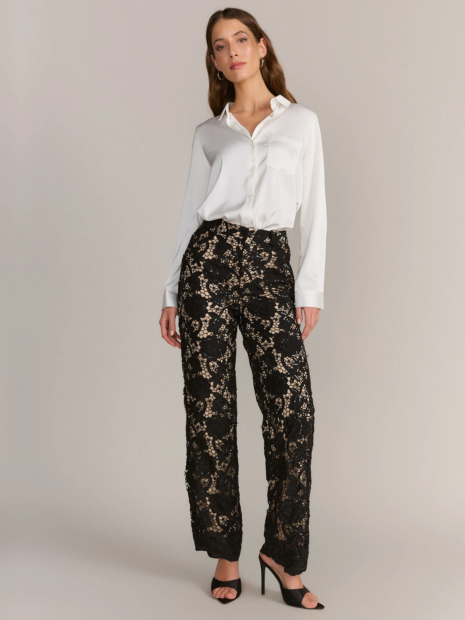 Lena Nude Lined Sequin Lace Pant - Brands We Love - Image 2