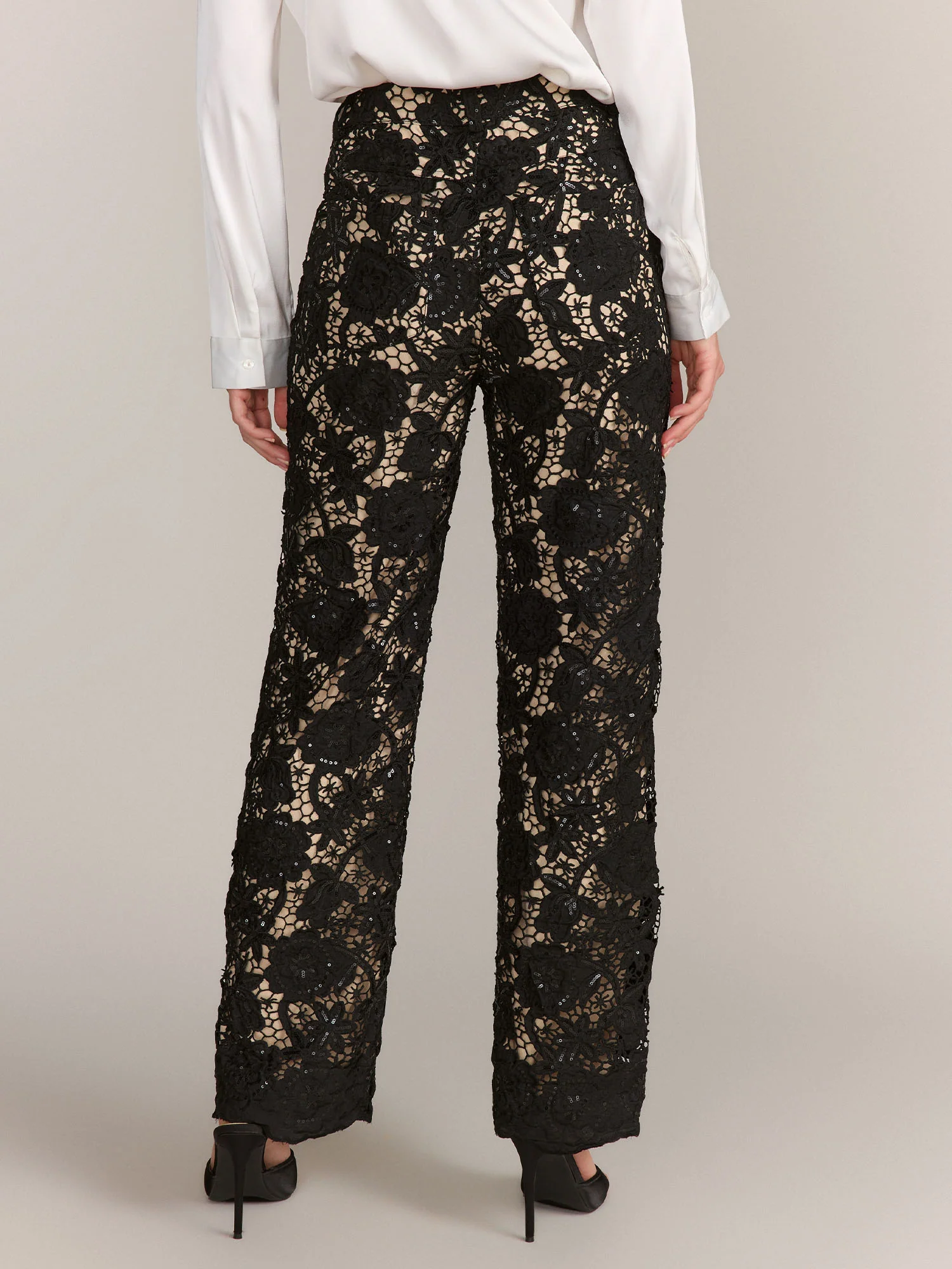 Lena Nude Lined Sequin Lace Pant - Brands We Love - Image 3