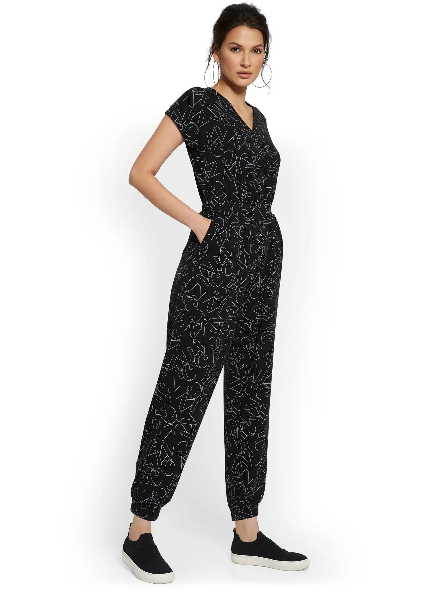 NYC Dreamy French Terry Ruched Jumpsuit