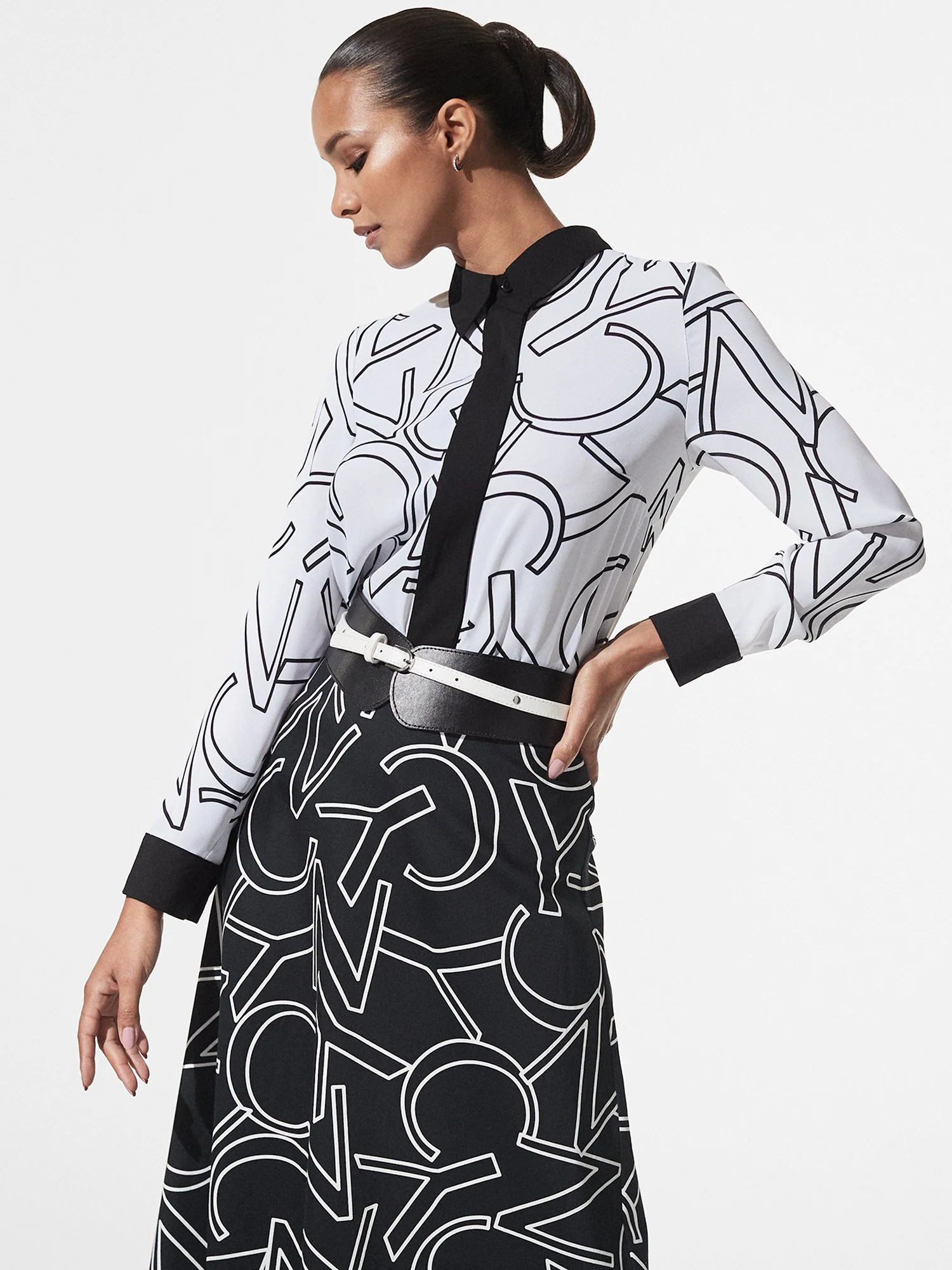 NYC-Print Button-Front Blouse - Image 3