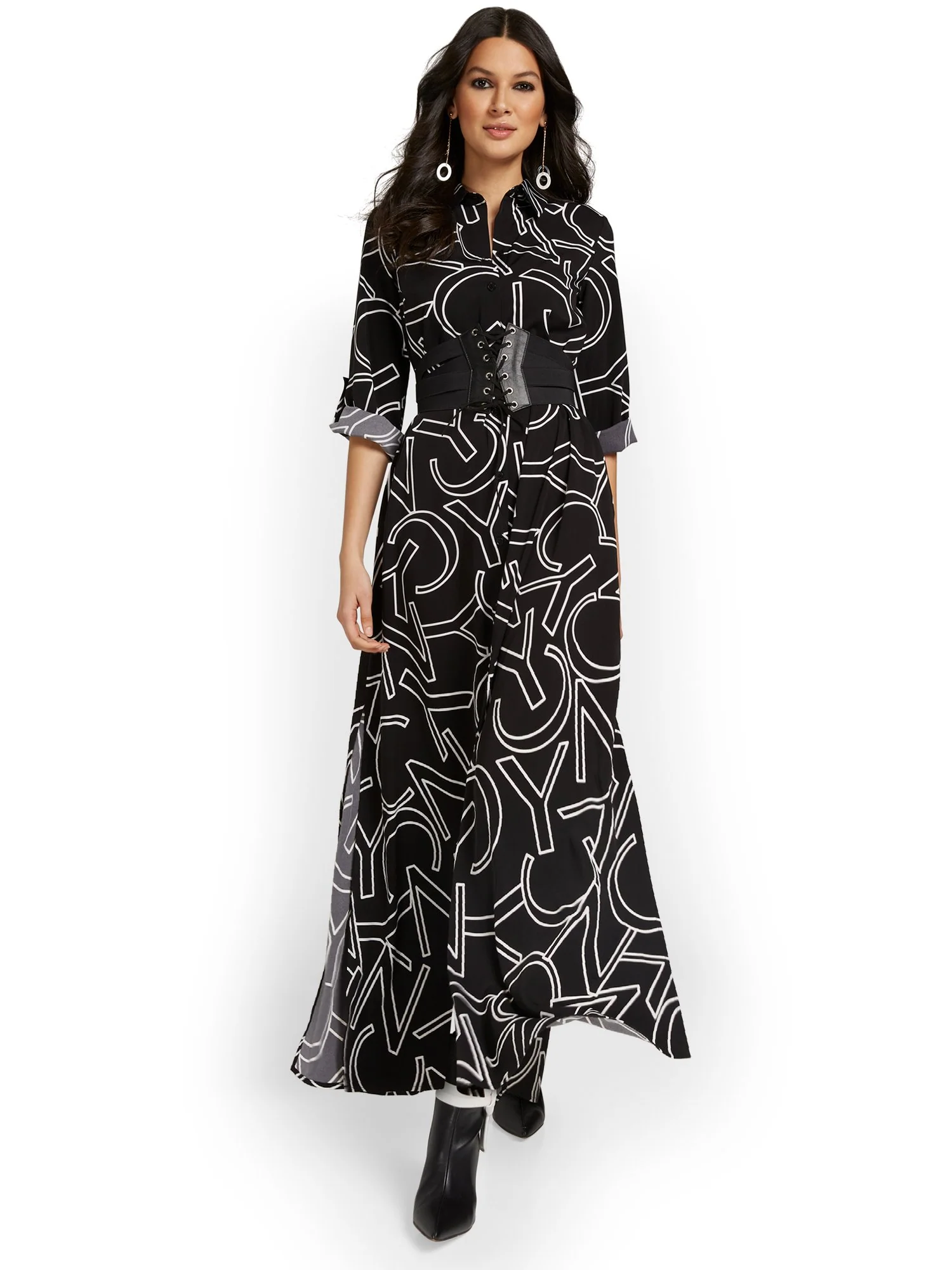 NYC-Print Maxi Shirtdress - Image 2