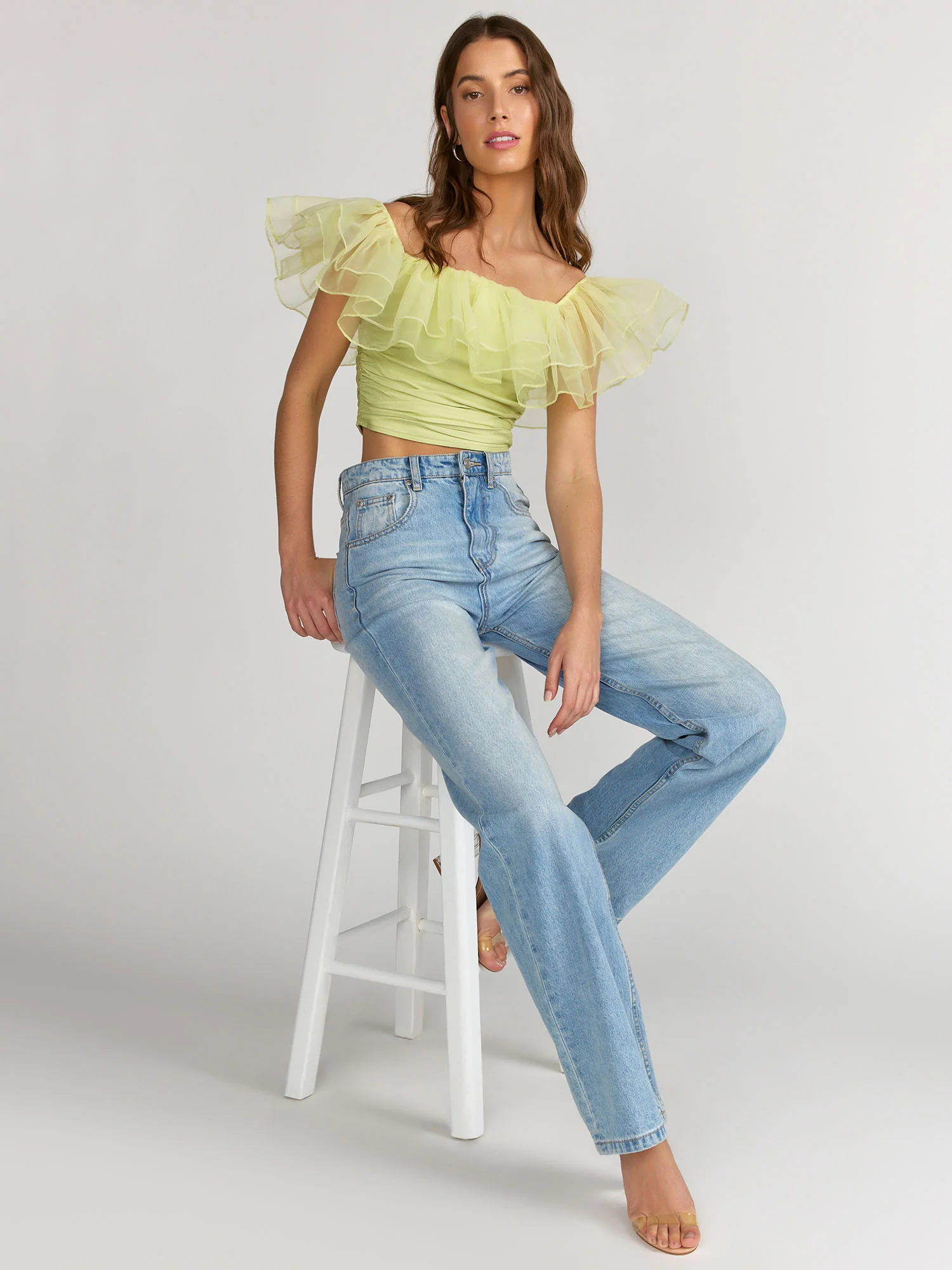 Blue Blush Off Shoulder Tulle Top - Brands We Love - Image 2
