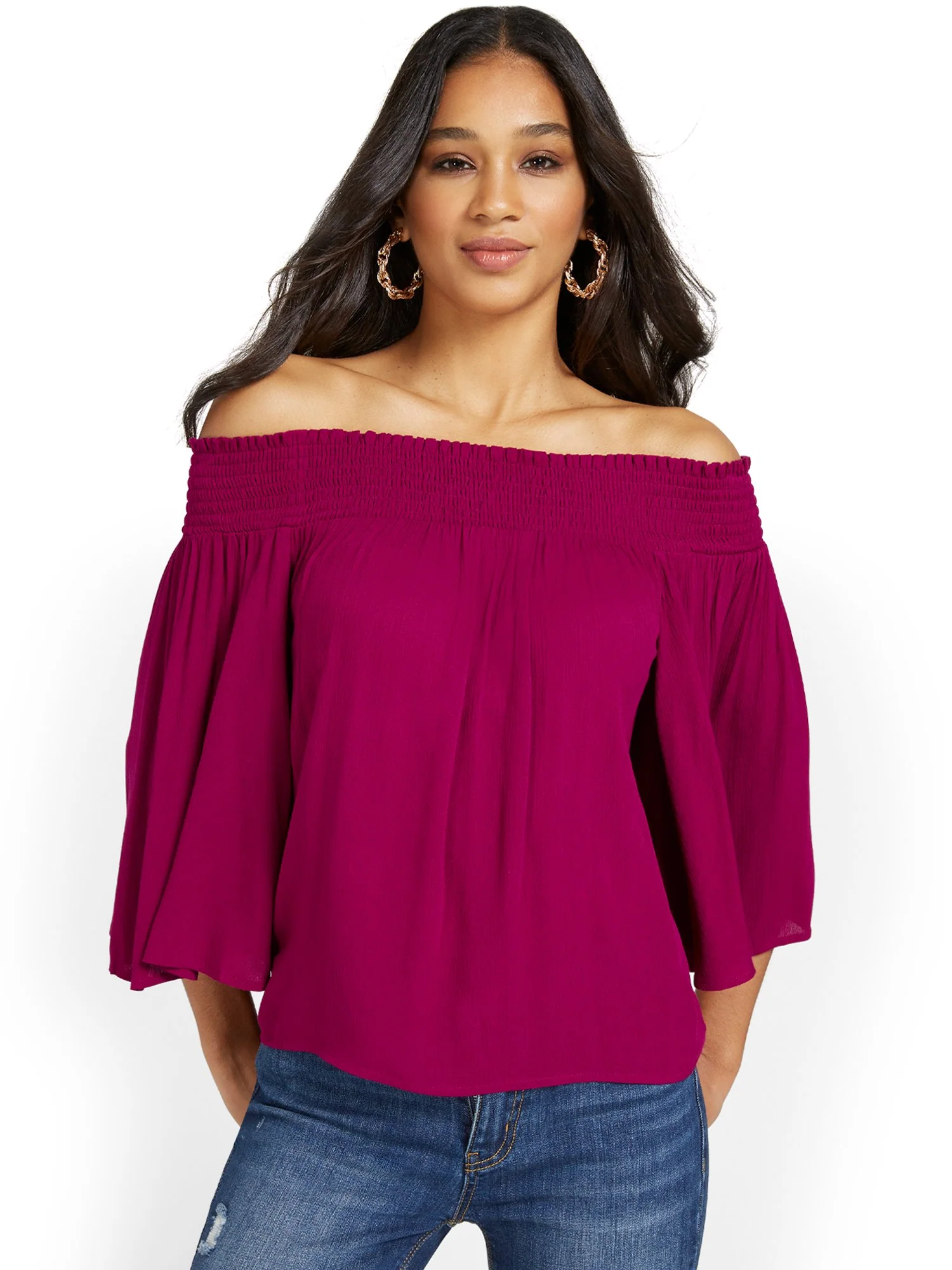 Off-The-Shoulder Bell-Sleeve Blouse - Image 5