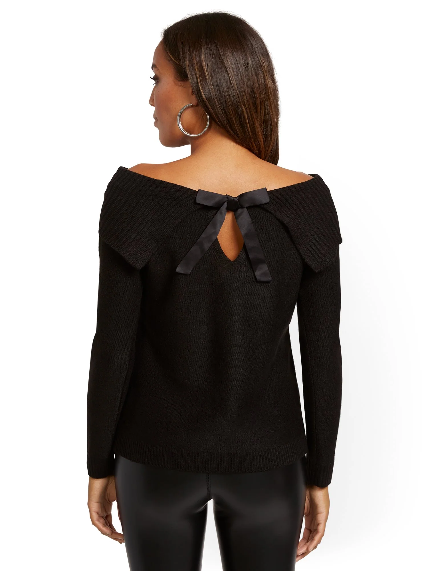 Off-The-Shoulder Bow-Back Sweater - Image 3