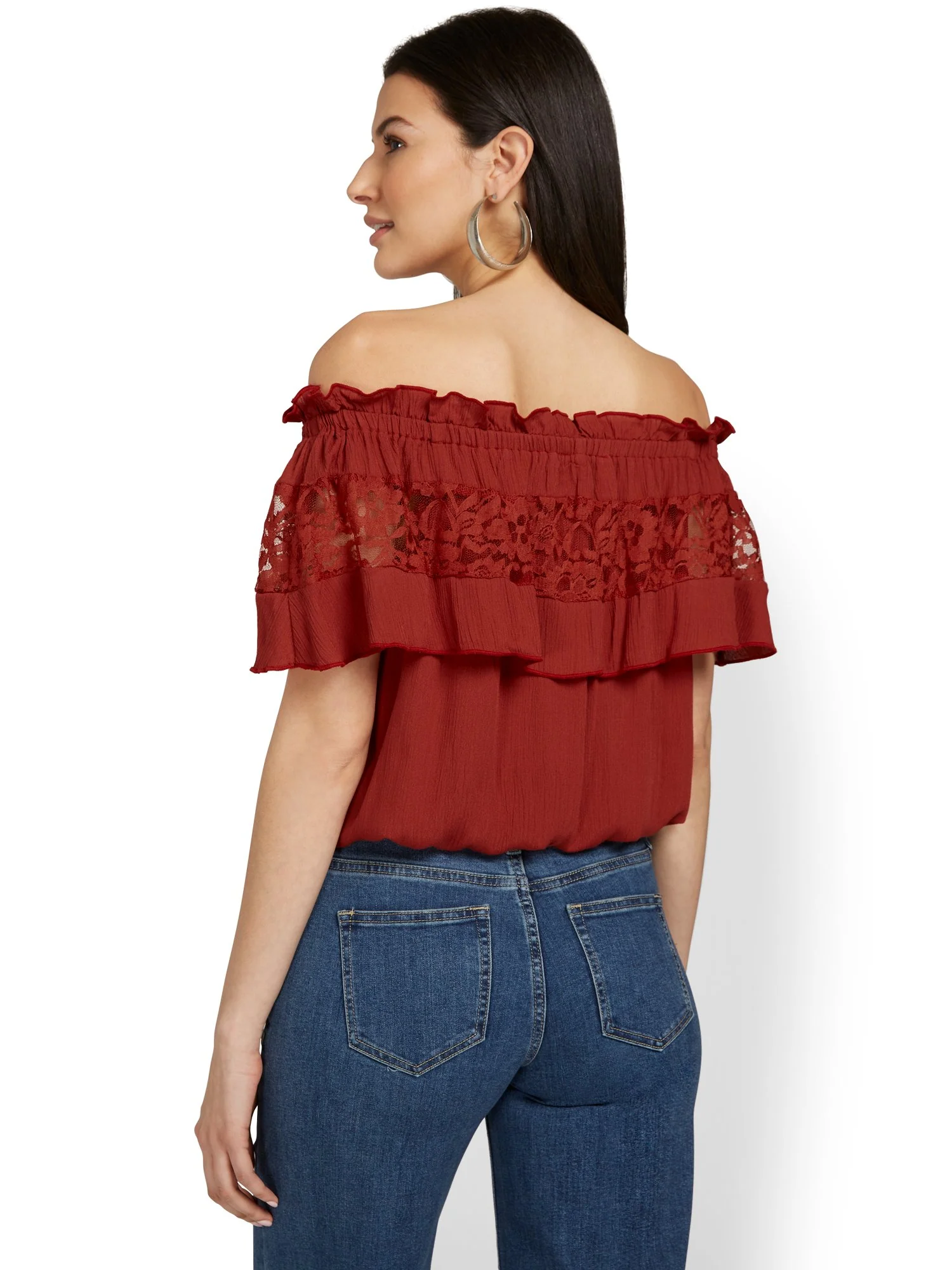 Off-The-Shoulder Crochet-Inset Top - Image 6